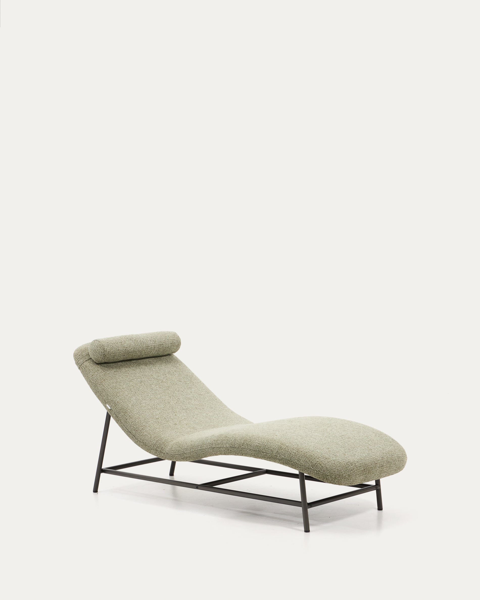 Osla divan in green chenille with brushed graphite stainless steel legs 174 cm - Product View
