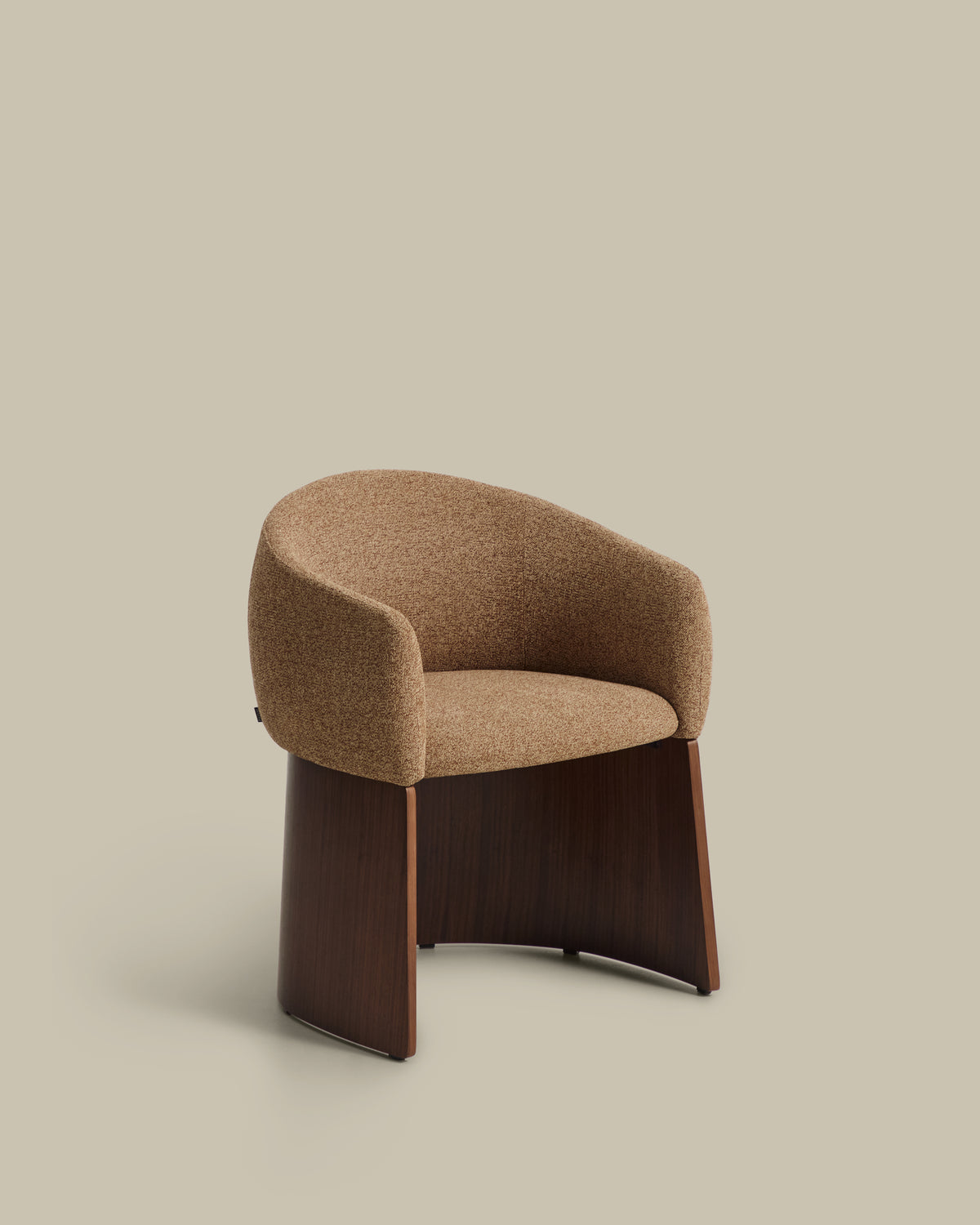 Bosca chair in brown chenille and walnut veneer FSC 100% - Product View