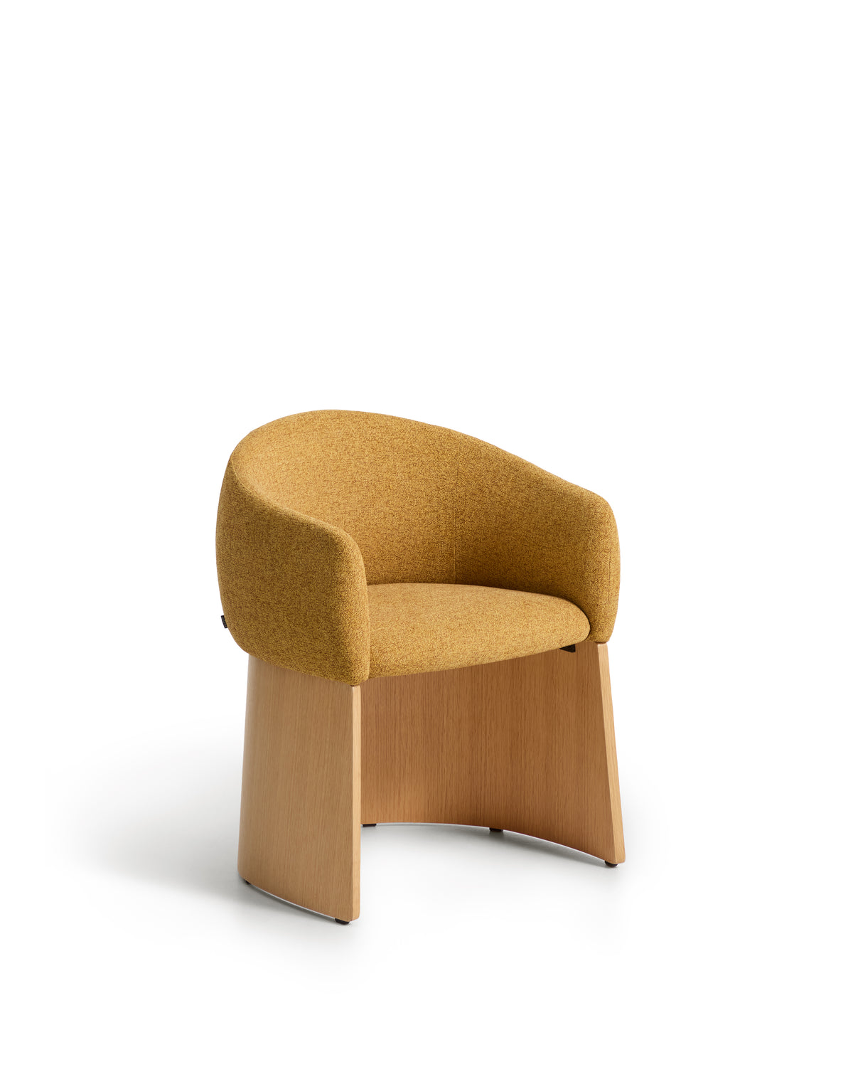 Bosca chair in ochre chenille and oak veneer FSC 100% - Product Image