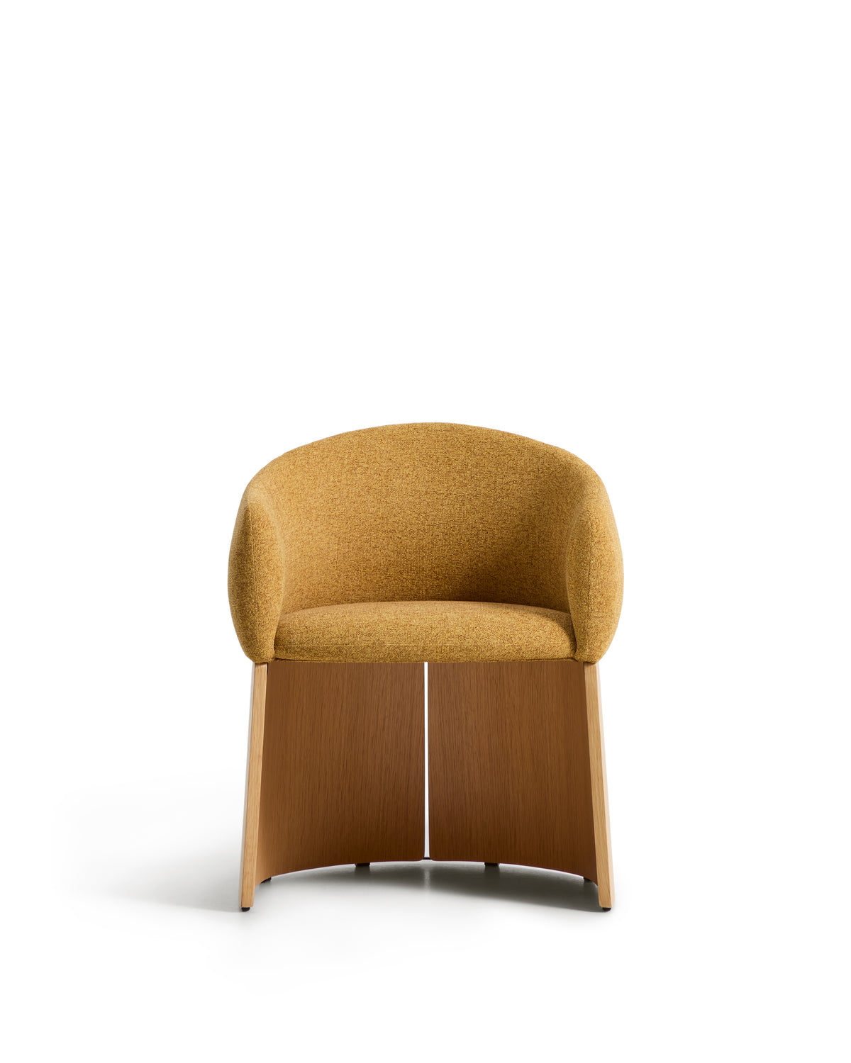 Bosca chair in ochre chenille and oak veneer FSC 100% - Product Image