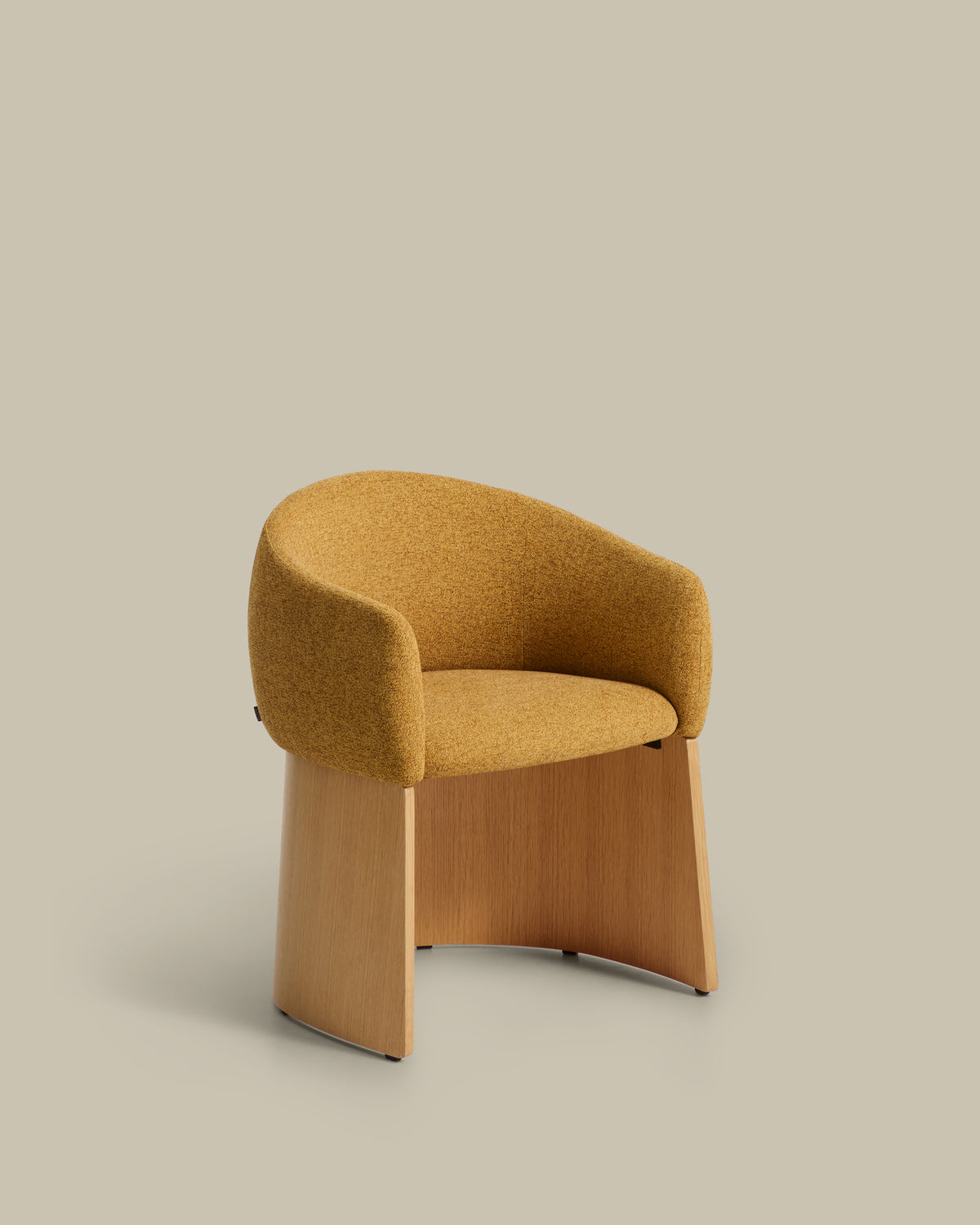 Bosca chair in ochre chenille and oak veneer FSC 100% - Product View