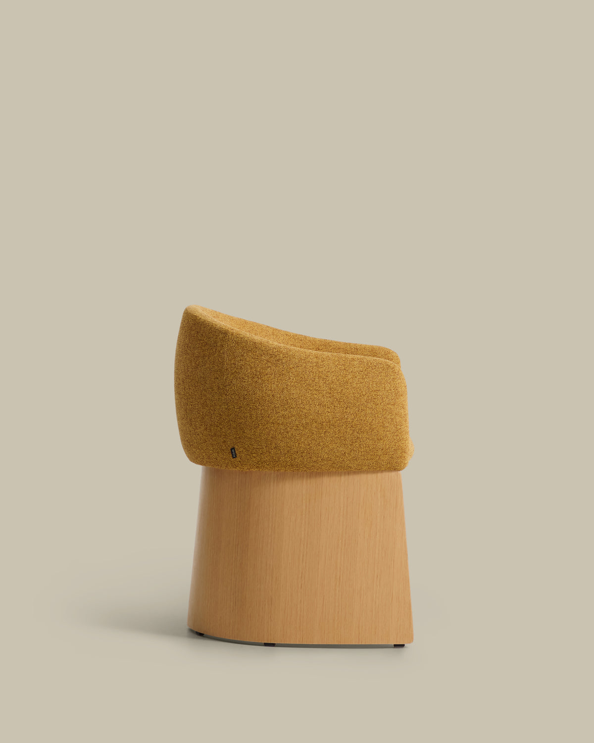 Bosca chair in ochre chenille and oak veneer FSC 100% - Product View