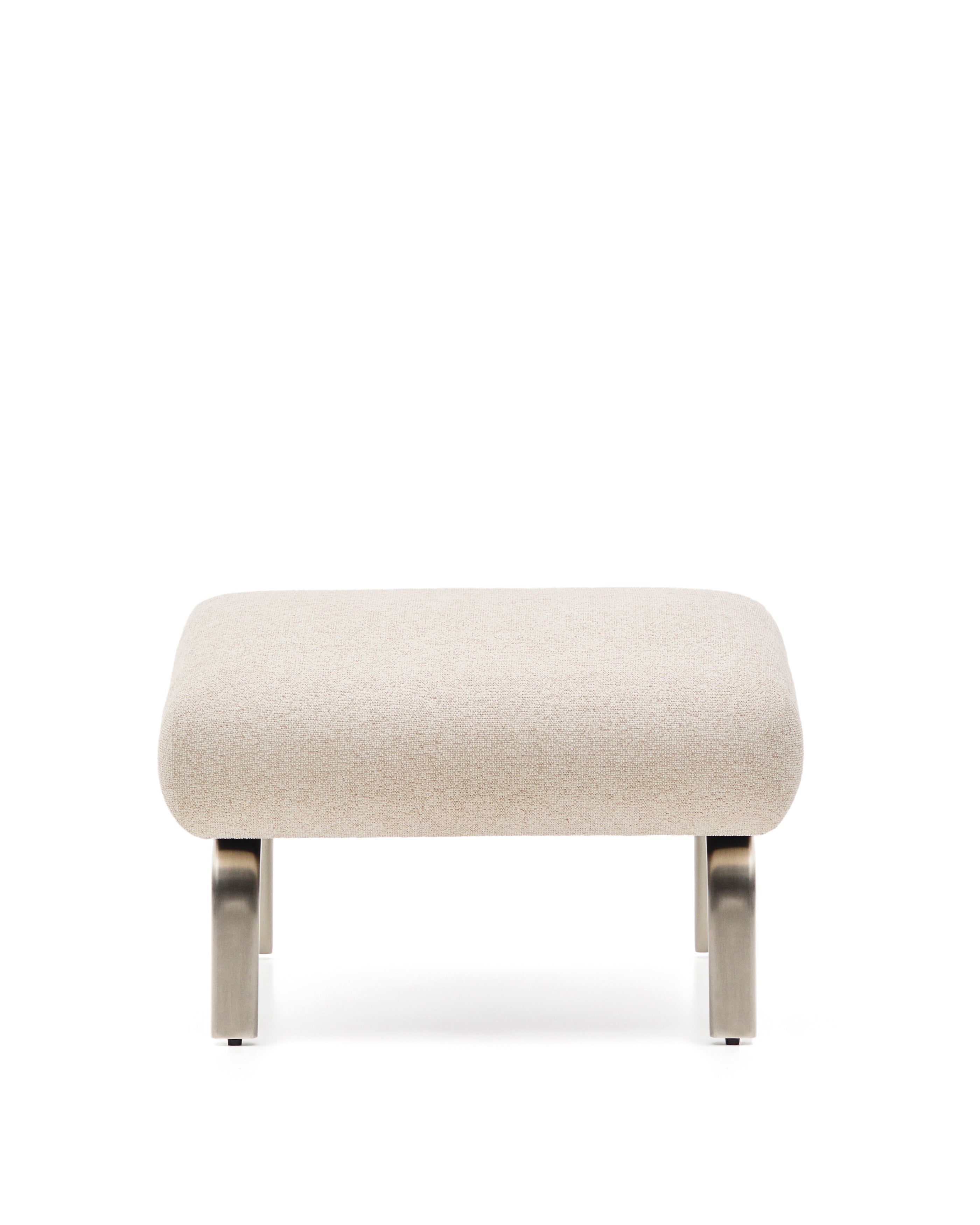 Amsen beige footrest with brushed stainless steel legs 68 x 55 cm - Product Image