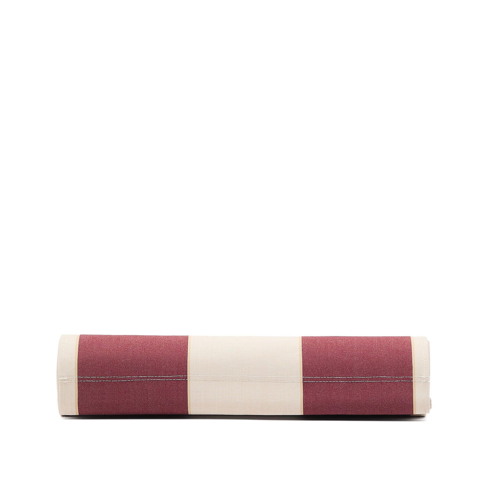 Vilara burgundy and beige striped outdoor folding deck chair made of FSC 100% solid acacia wood - Product Image
