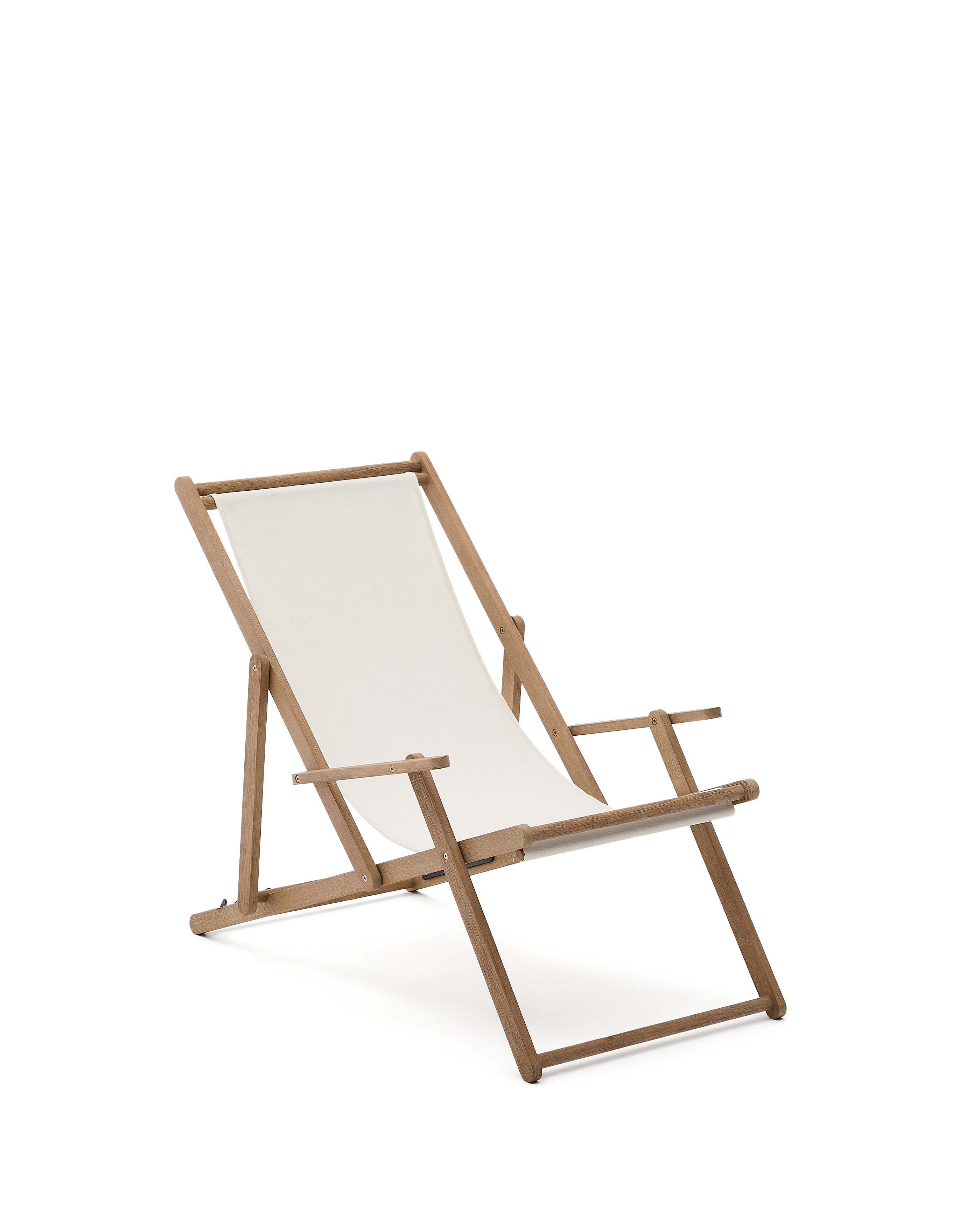 Vilara white outdoor folding deck chair made of FSC 100% solid acacia wood - Product Image