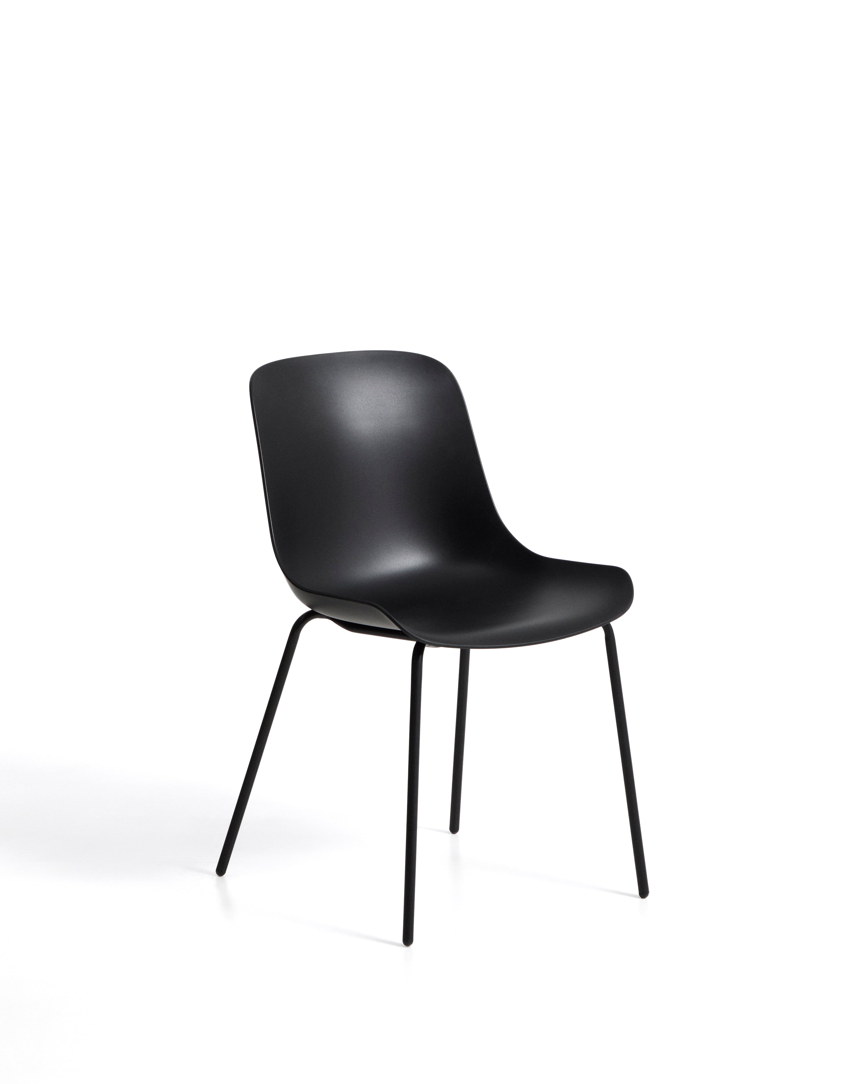 Altea black chair with black-finished steel legs - Product Image