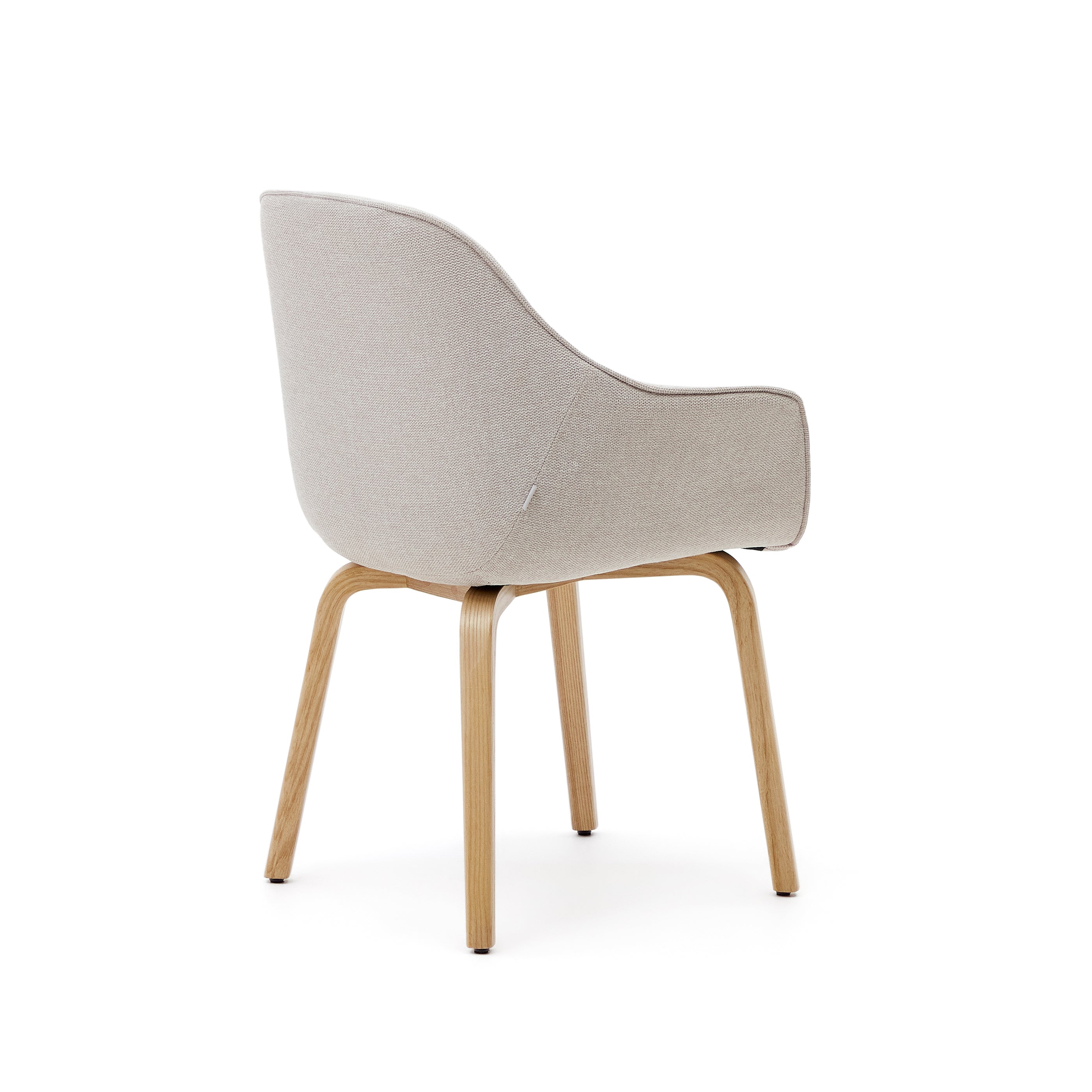 Aleli beige chenille chair with solid ash wood legs and natural finish - Product Image