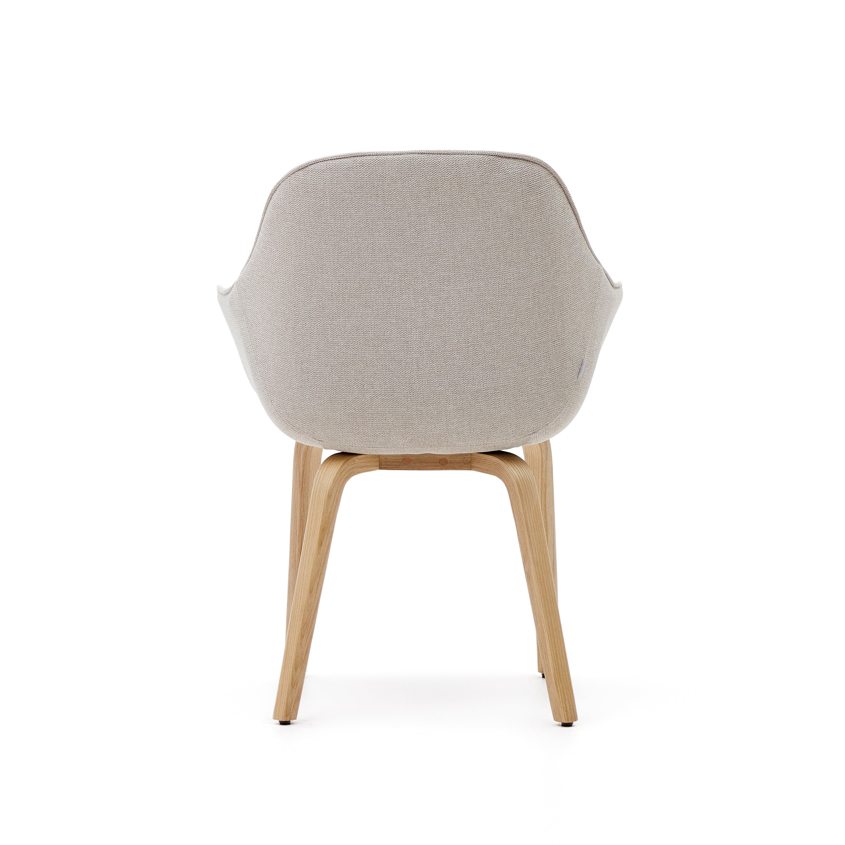 Aleli beige chenille chair with solid ash wood legs and natural finish - Product Image