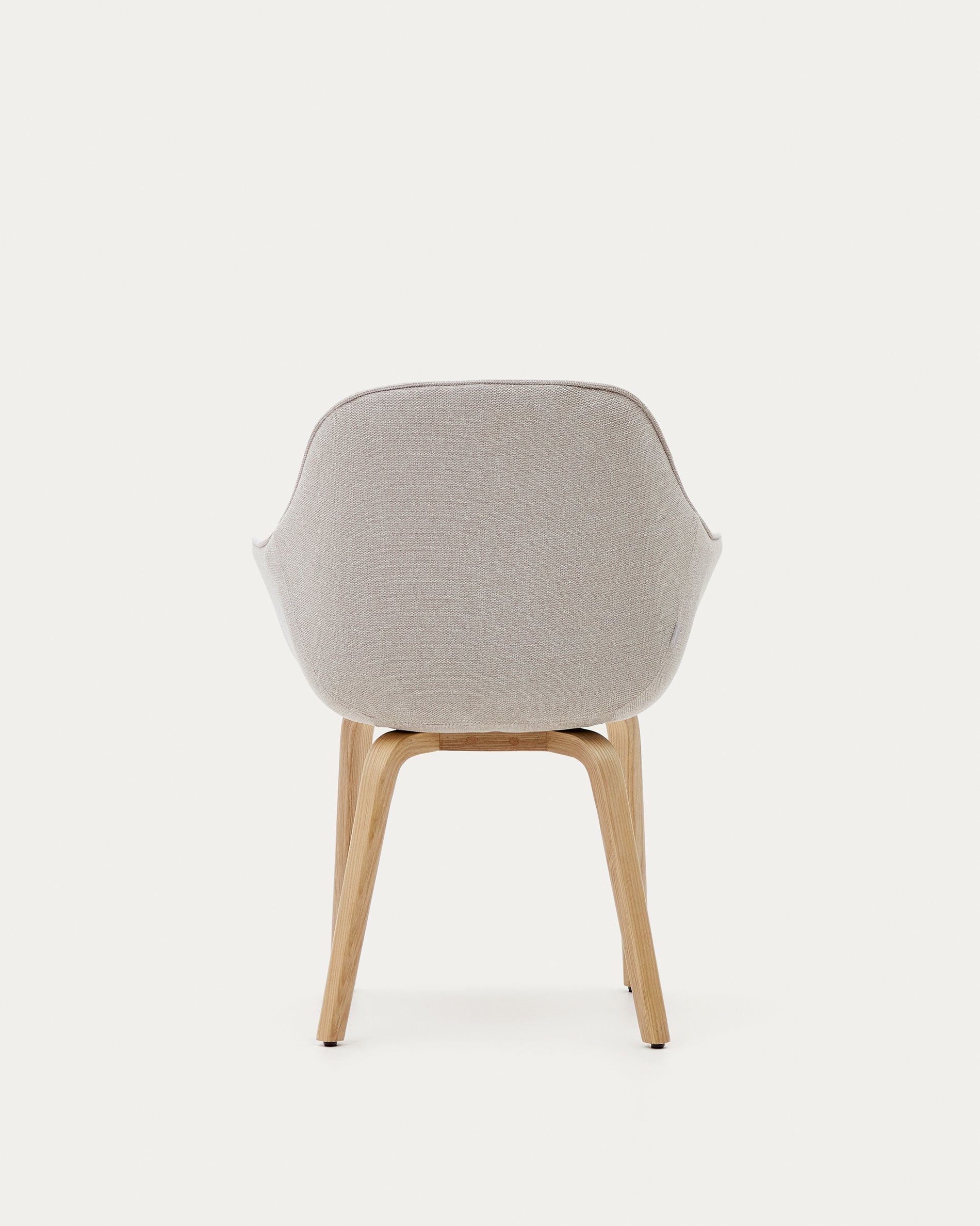 Aleli beige chenille chair with solid ash wood legs and natural finish - Product View