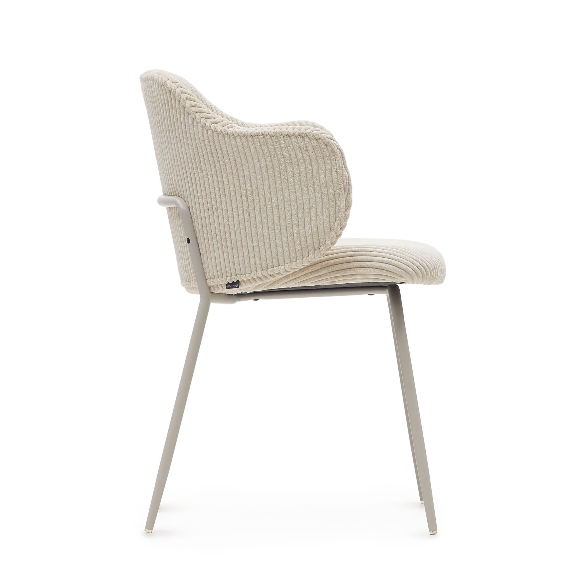 Yunia chair in beige wide seam corduroy with steel legs in a powder coated beige finish FSC 100% - Product Image