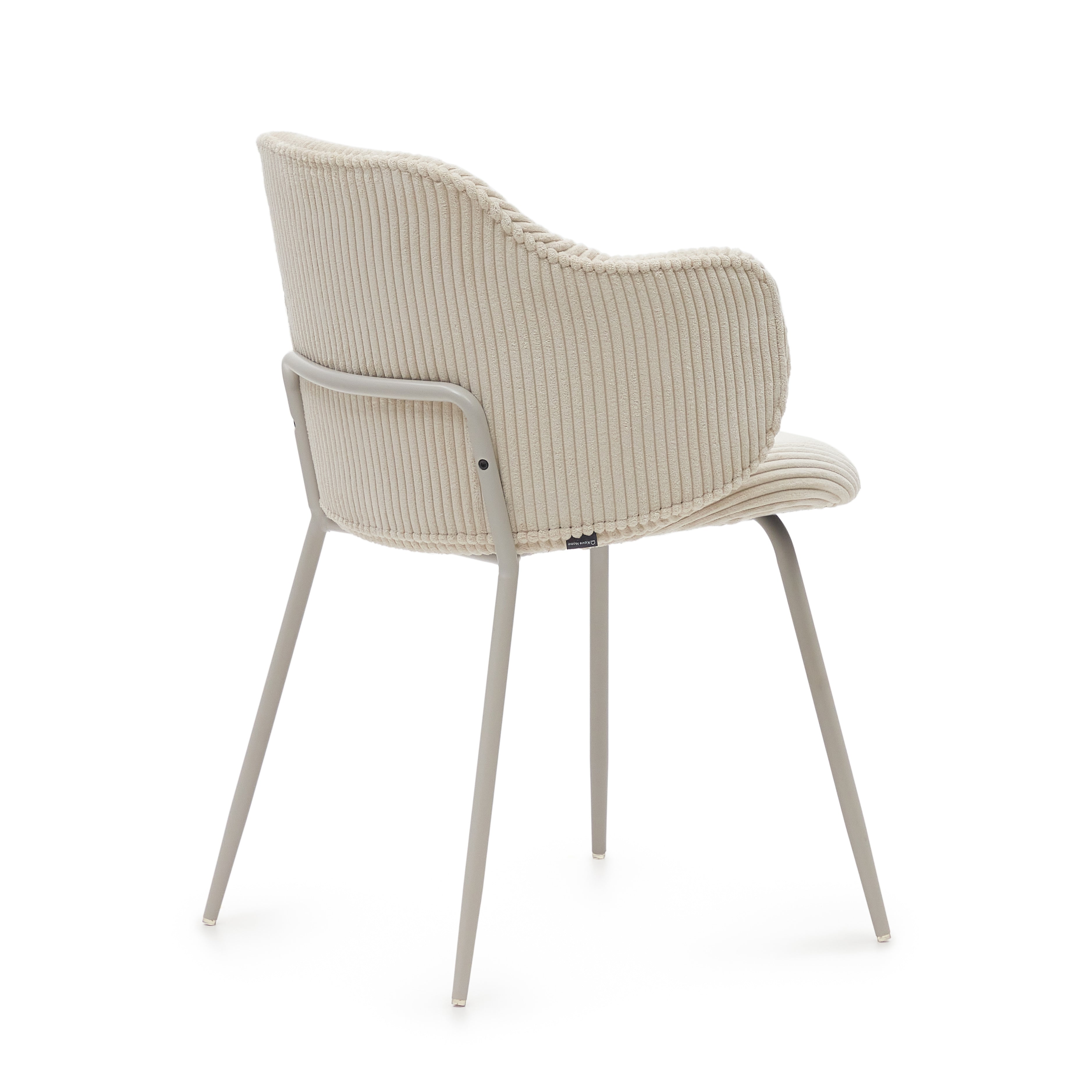 Yunia chair in beige wide seam corduroy with steel legs in a powder coated beige finish FSC 100% - Product Image