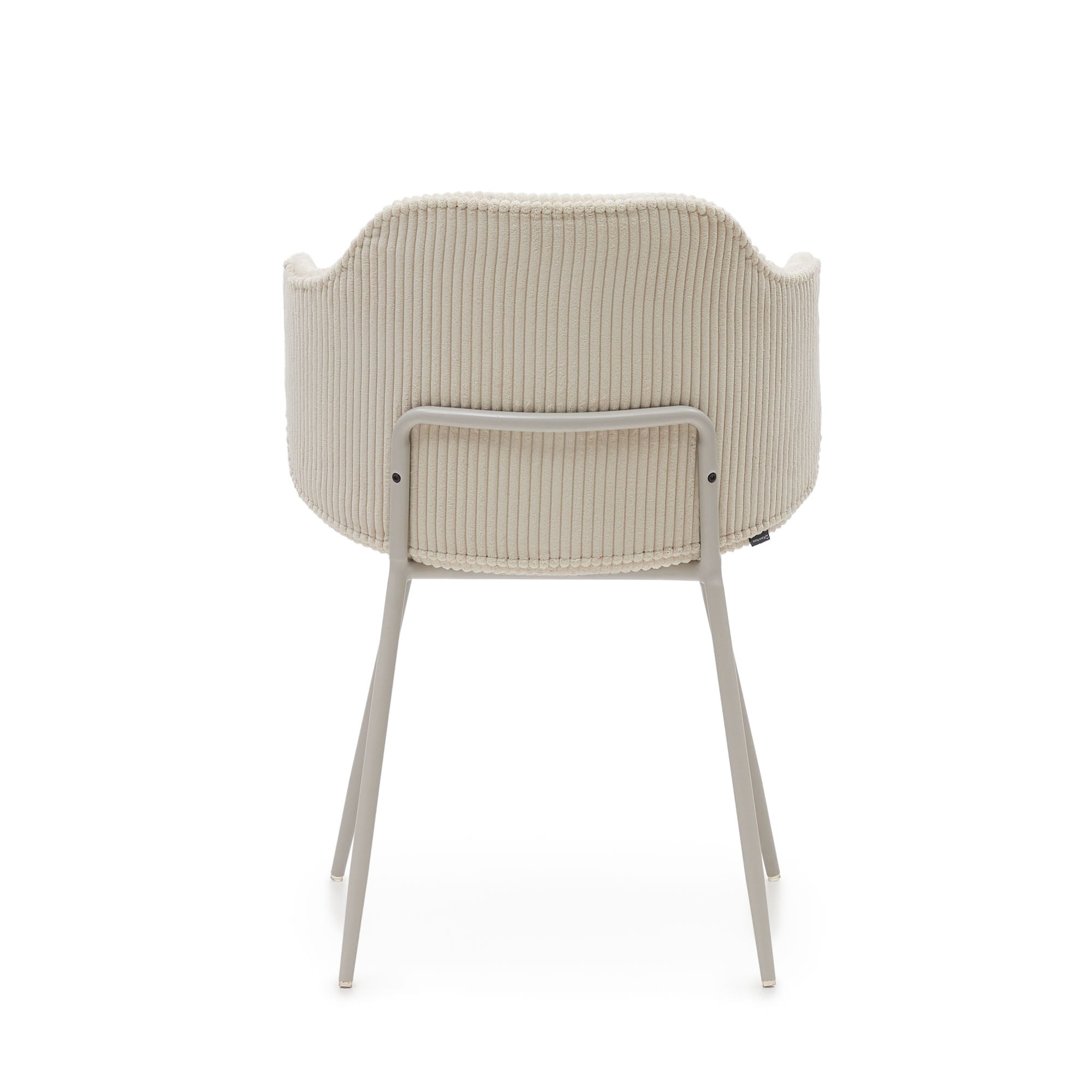 Yunia chair in beige wide seam corduroy with steel legs in a powder coated beige finish FSC 100% - Product Image