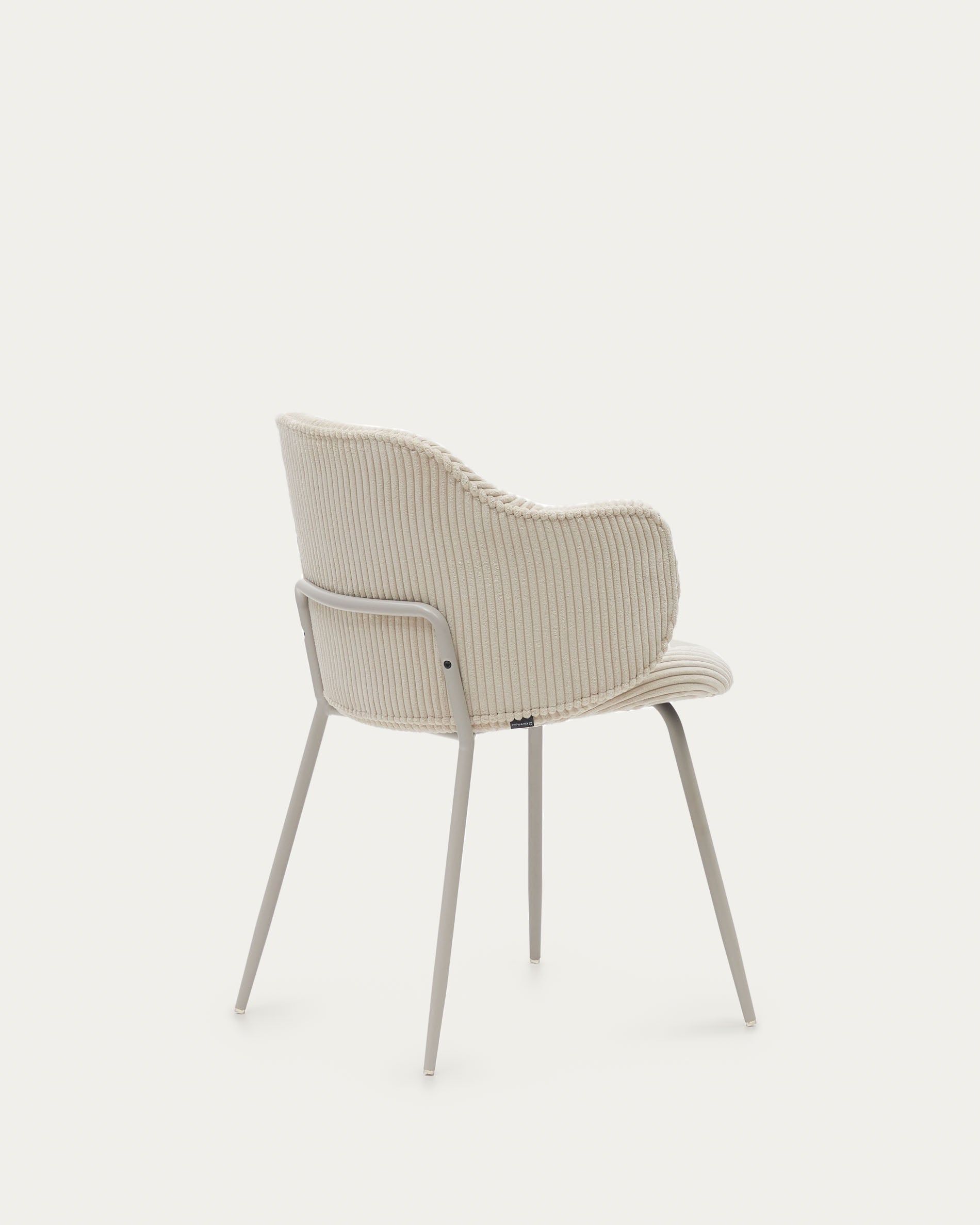 Yunia chair in beige wide seam corduroy with steel legs in a powder coated beige finish FSC 100% - Product View