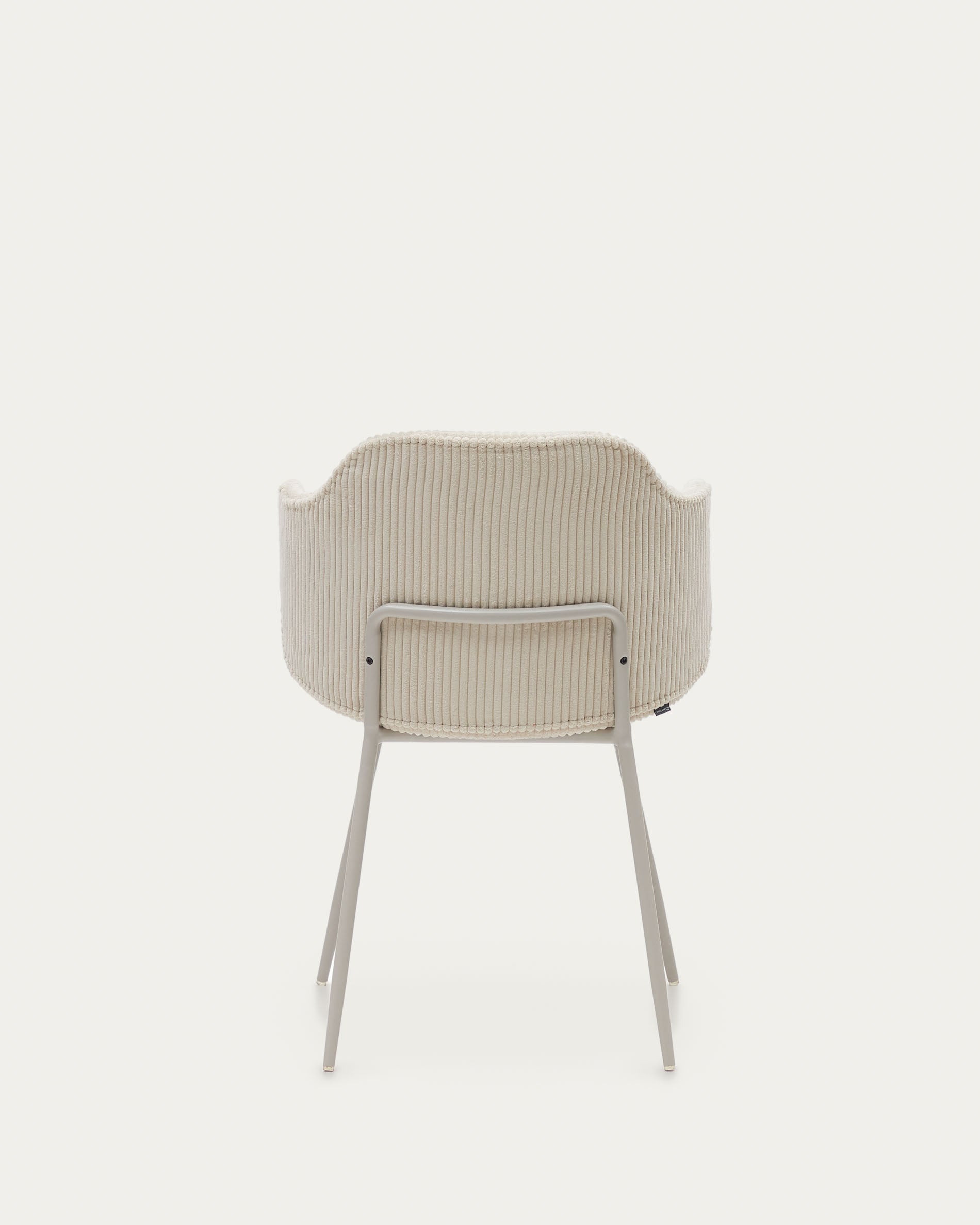 Yunia chair in beige wide seam corduroy with steel legs in a powder coated beige finish FSC 100% - Product View