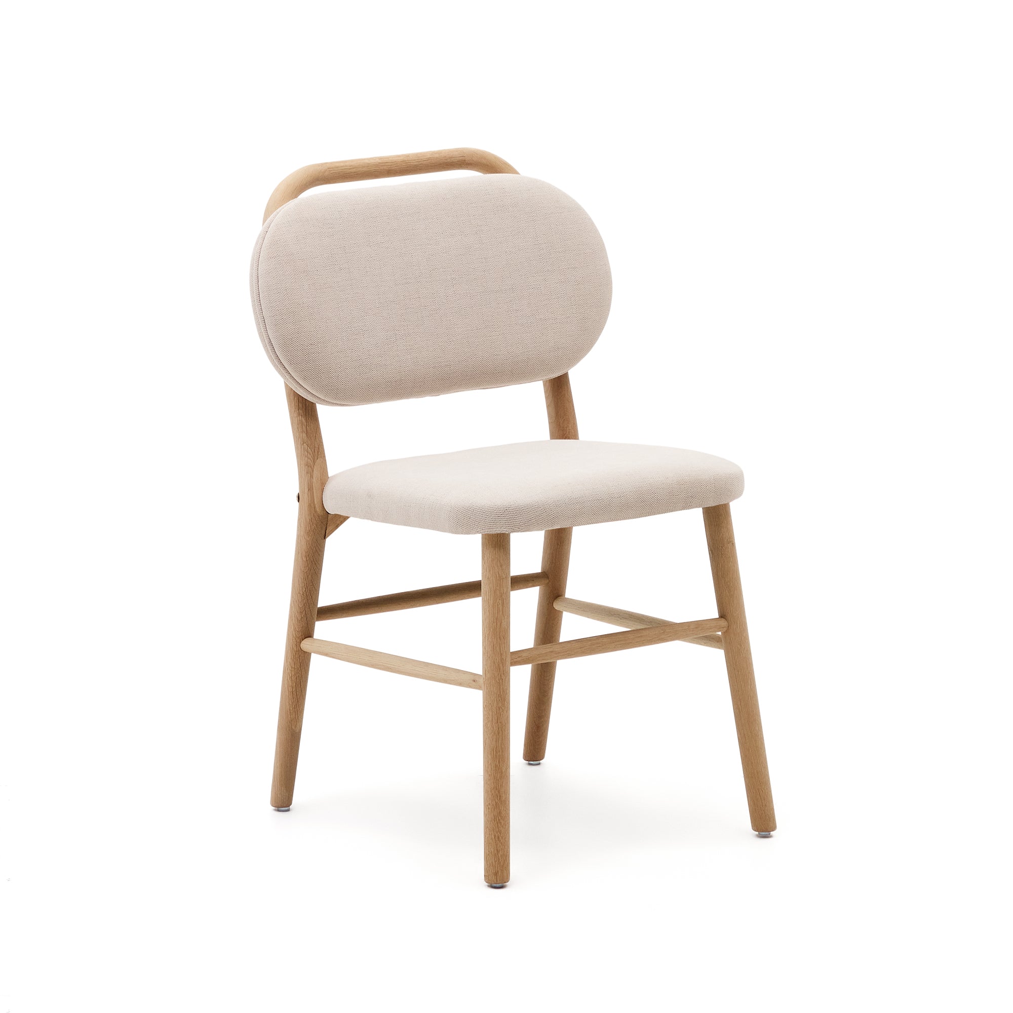 Helda chair in beige chenille and solid oak wood FSC Mix Credit - Product Image