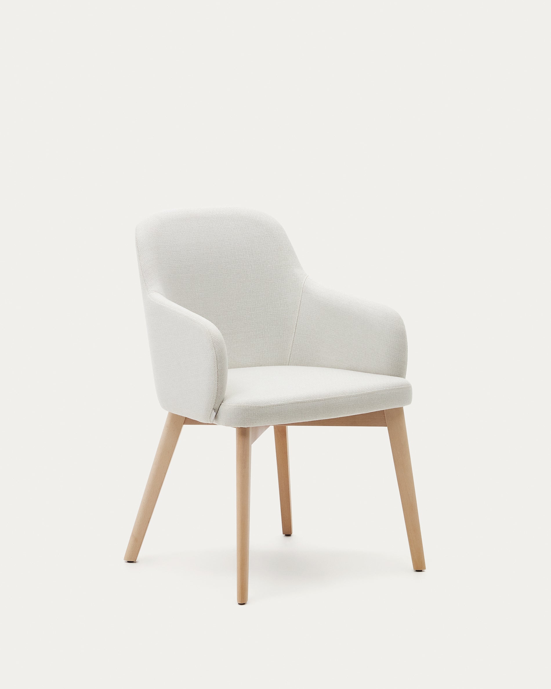 Nelida chair in beige chenille and solid beech wood in a natural finish FSC 100% - Product View