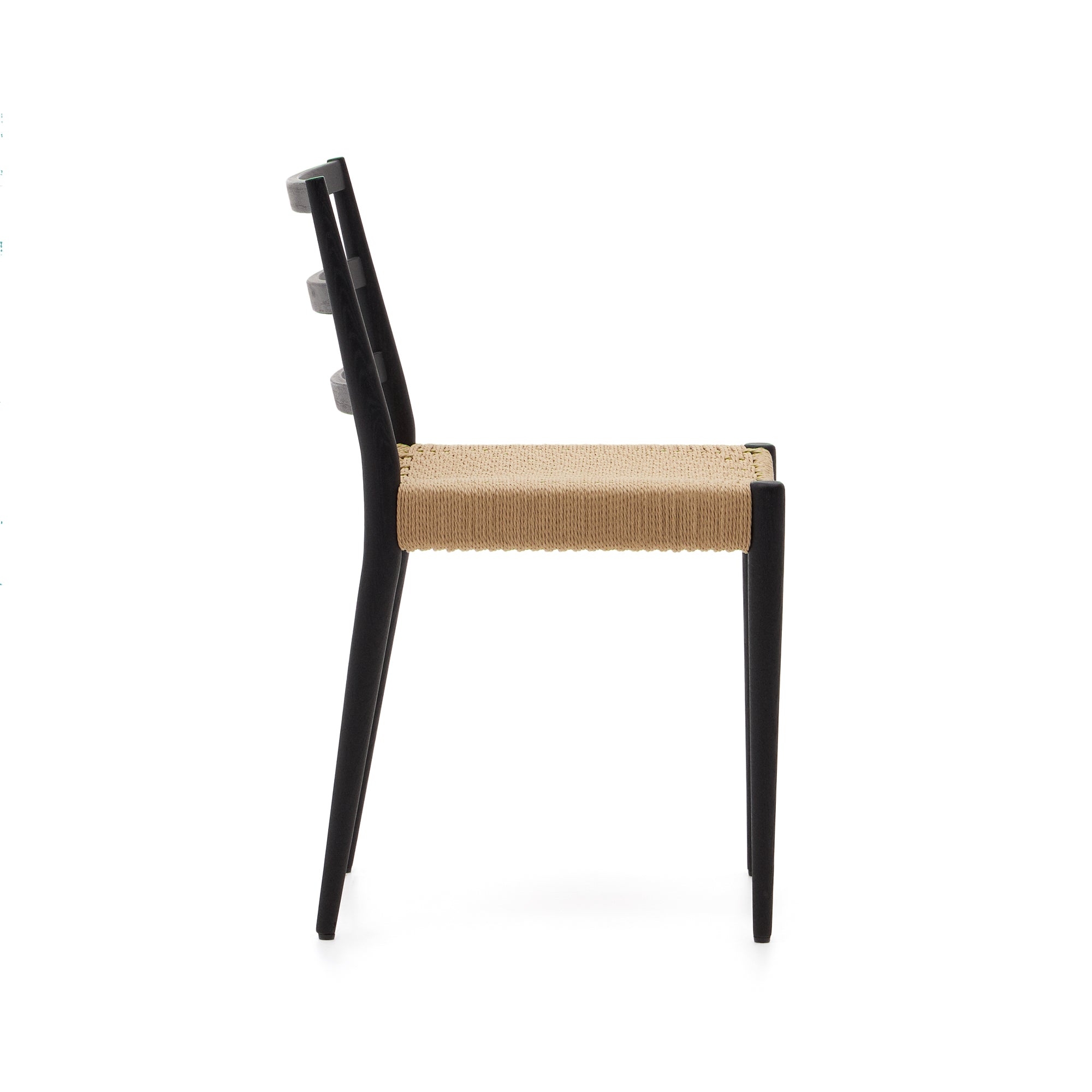 Analy chair in solid oak with black finish and rope seat FSC 100% - Product Image
