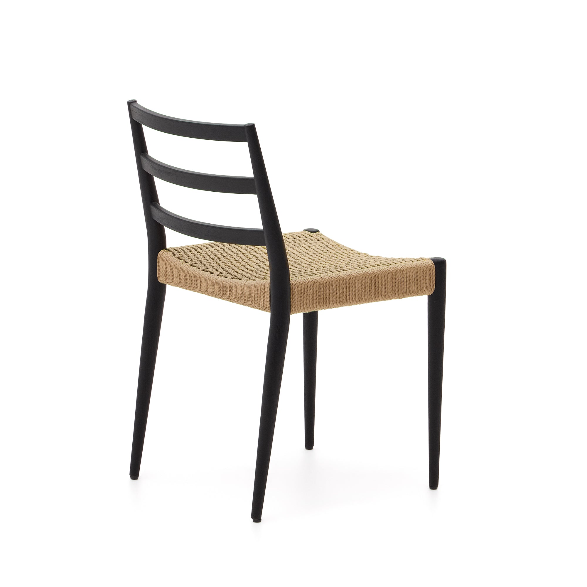 Analy chair in solid oak with black finish and rope seat FSC 100% - Product Image