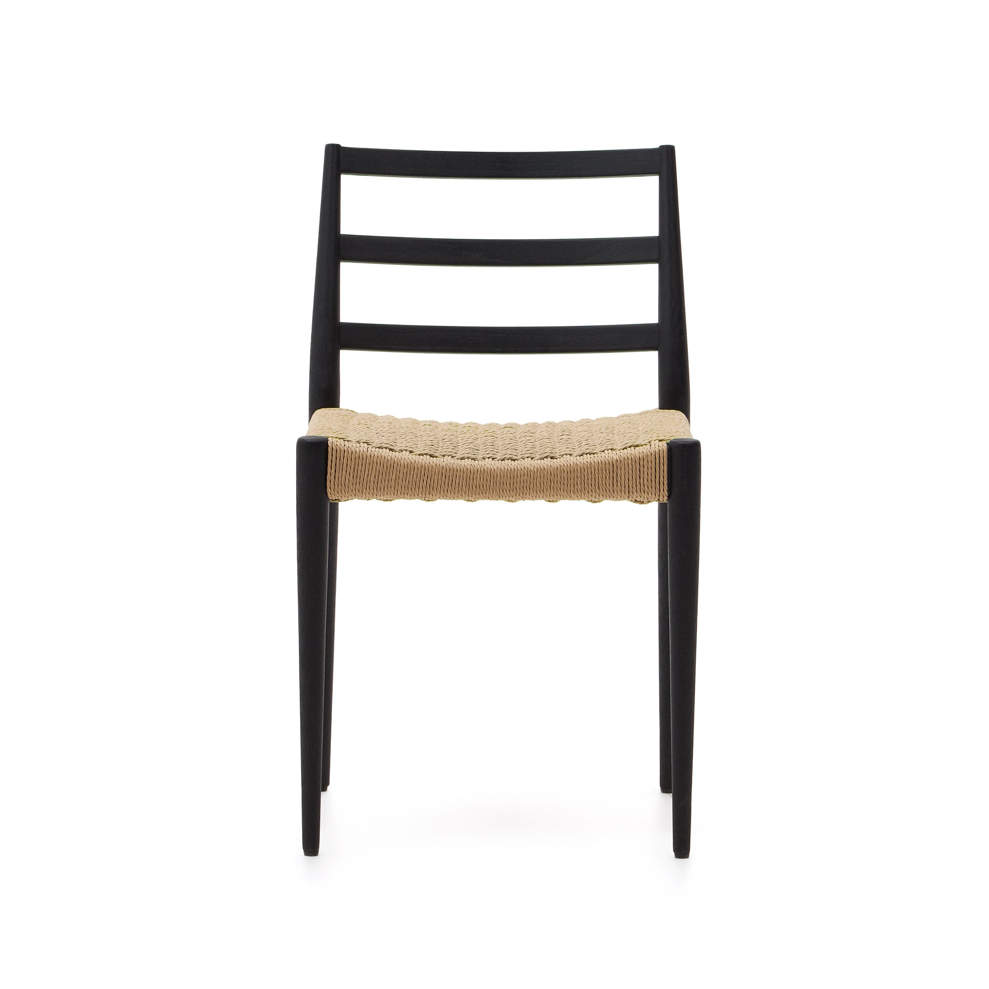 Analy chair in solid oak with black finish and rope seat FSC 100% - Product Image