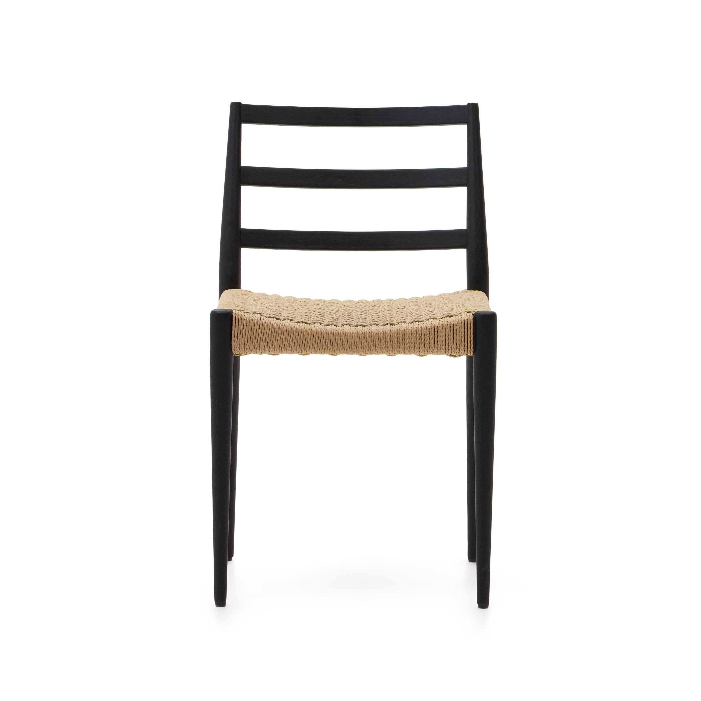 Analy chair in solid oak with black finish and rope seat FSC 100% - Product Image