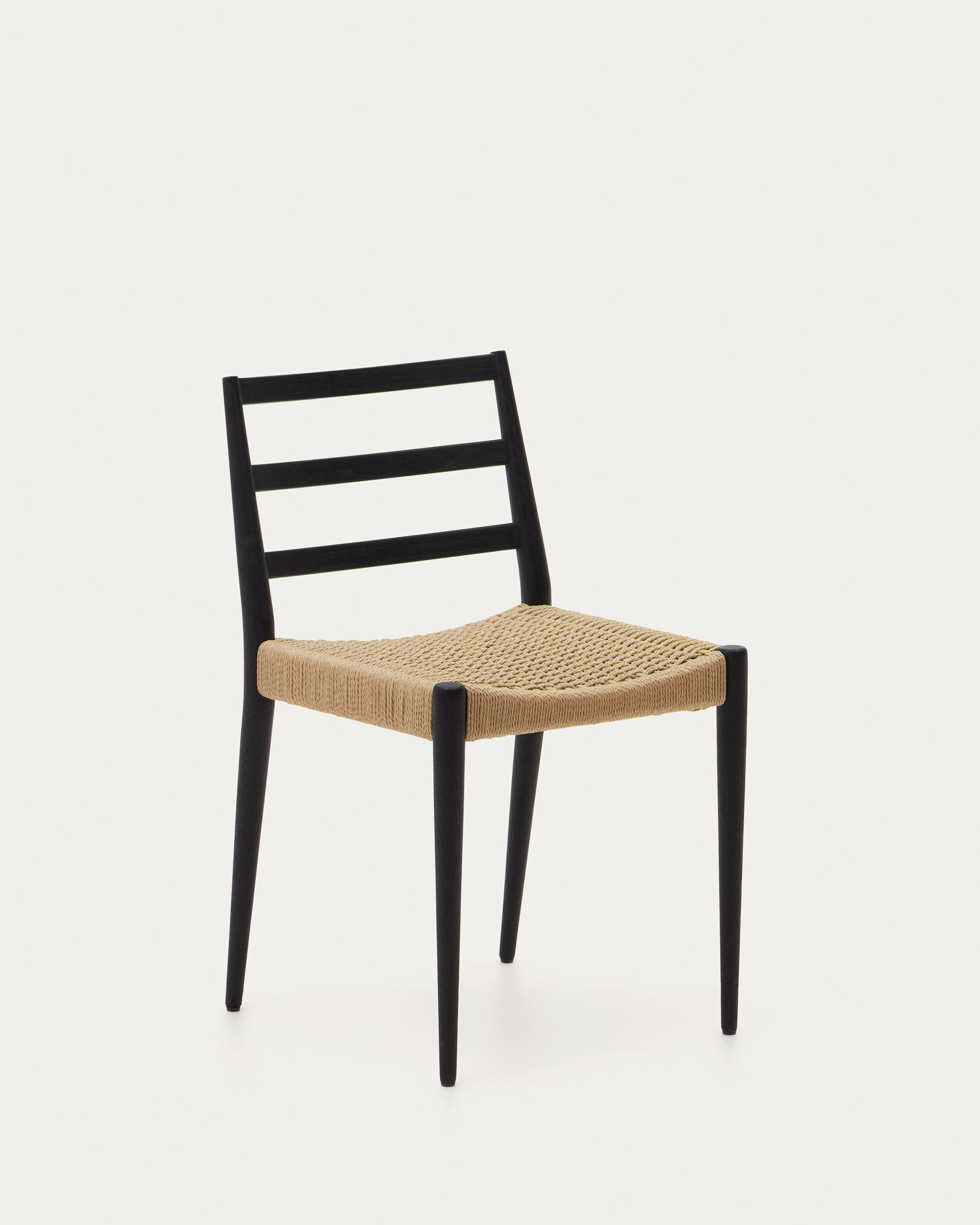 Analy chair in solid oak with black finish and rope seat FSC 100% - Product View