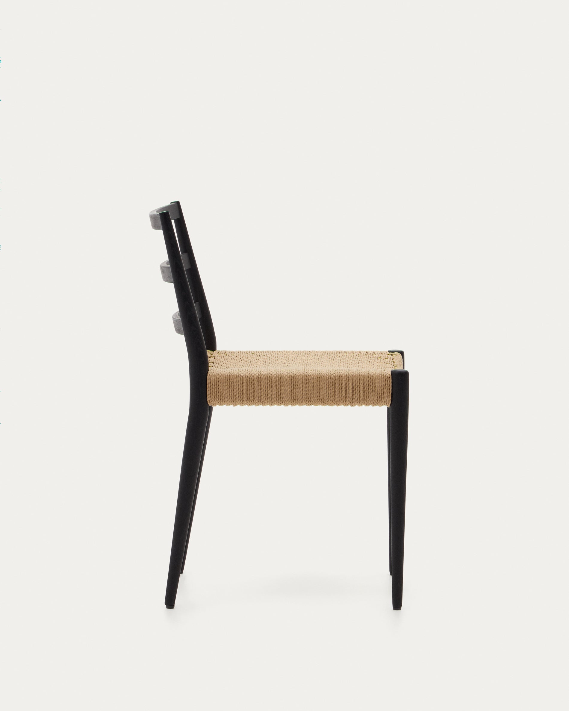 Analy chair in solid oak with black finish and rope seat FSC 100% - Product View