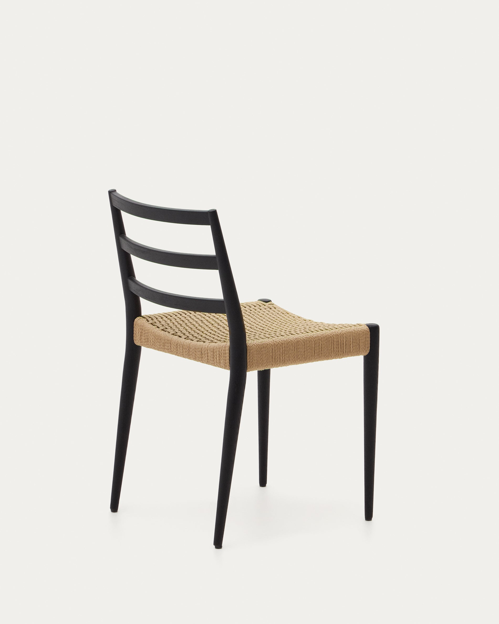 Analy chair in solid oak with black finish and rope seat FSC 100% - Product View