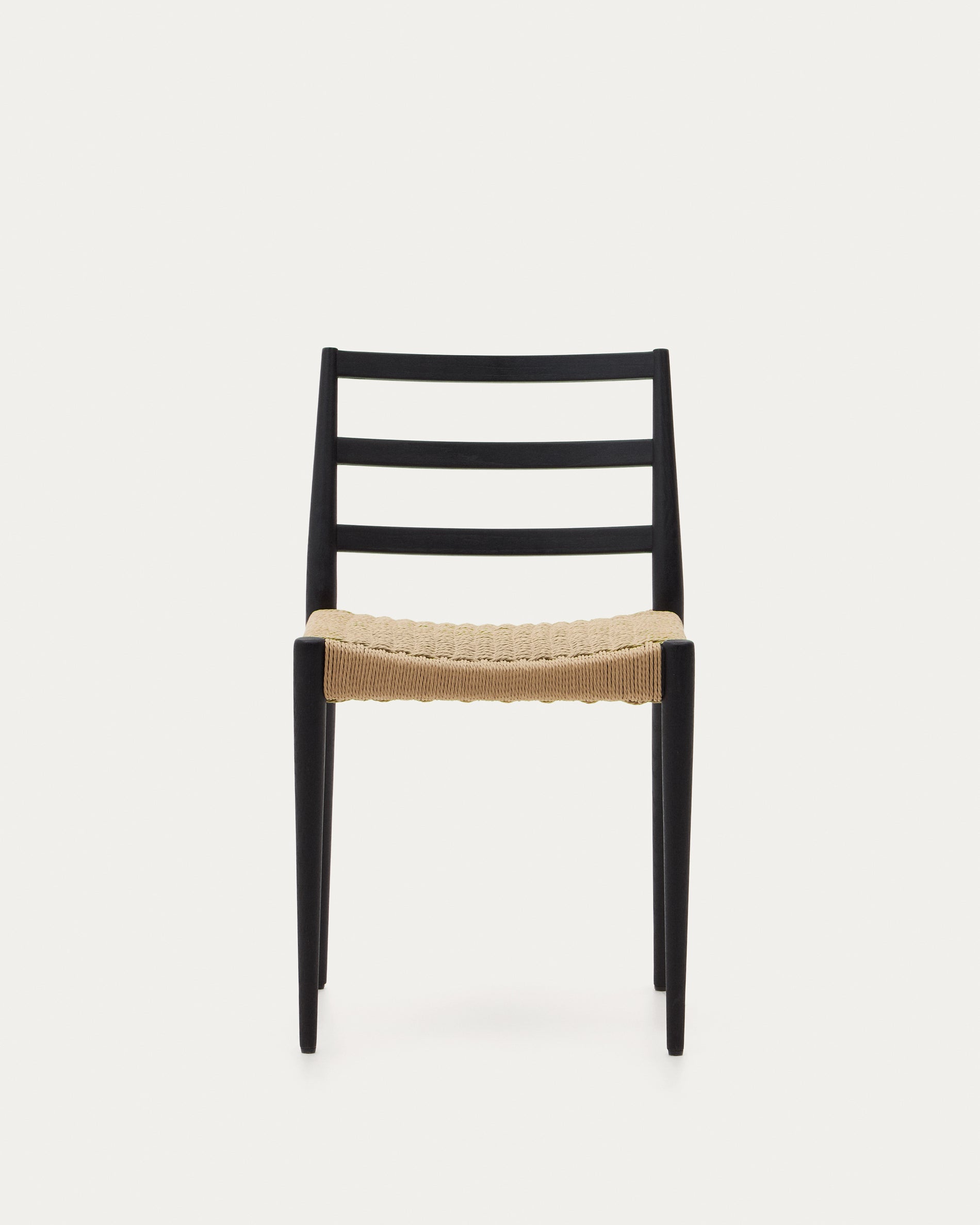 Analy chair in solid oak with black finish and rope seat FSC 100% - Product View