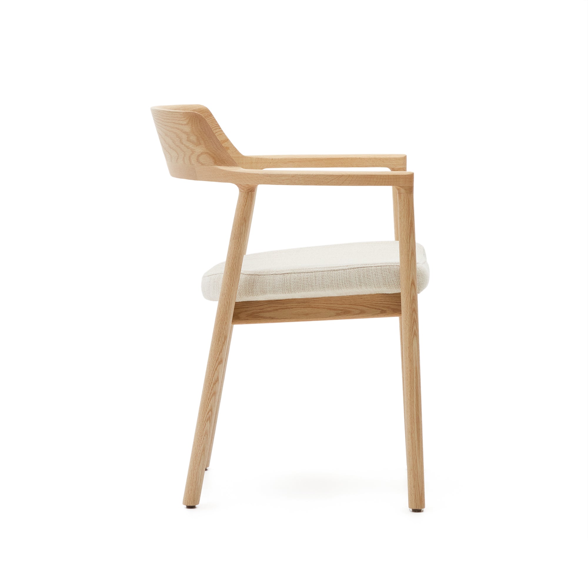 Alocs chair removable cover in beige chenille solid oak wood natural finish FSC Mix Credit - Product Image