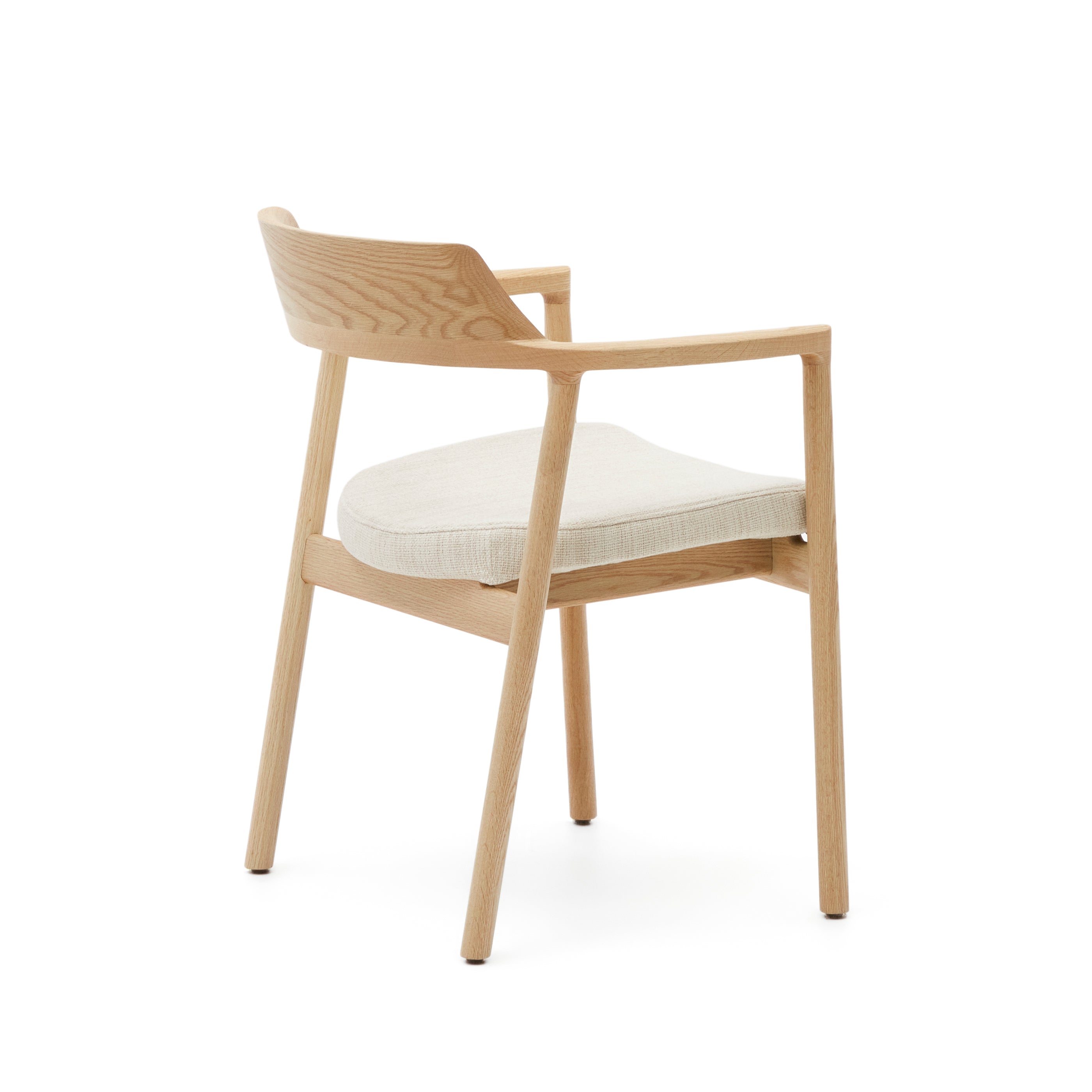 Alocs chair removable cover in beige chenille solid oak wood natural finish FSC Mix Credit - Product Image