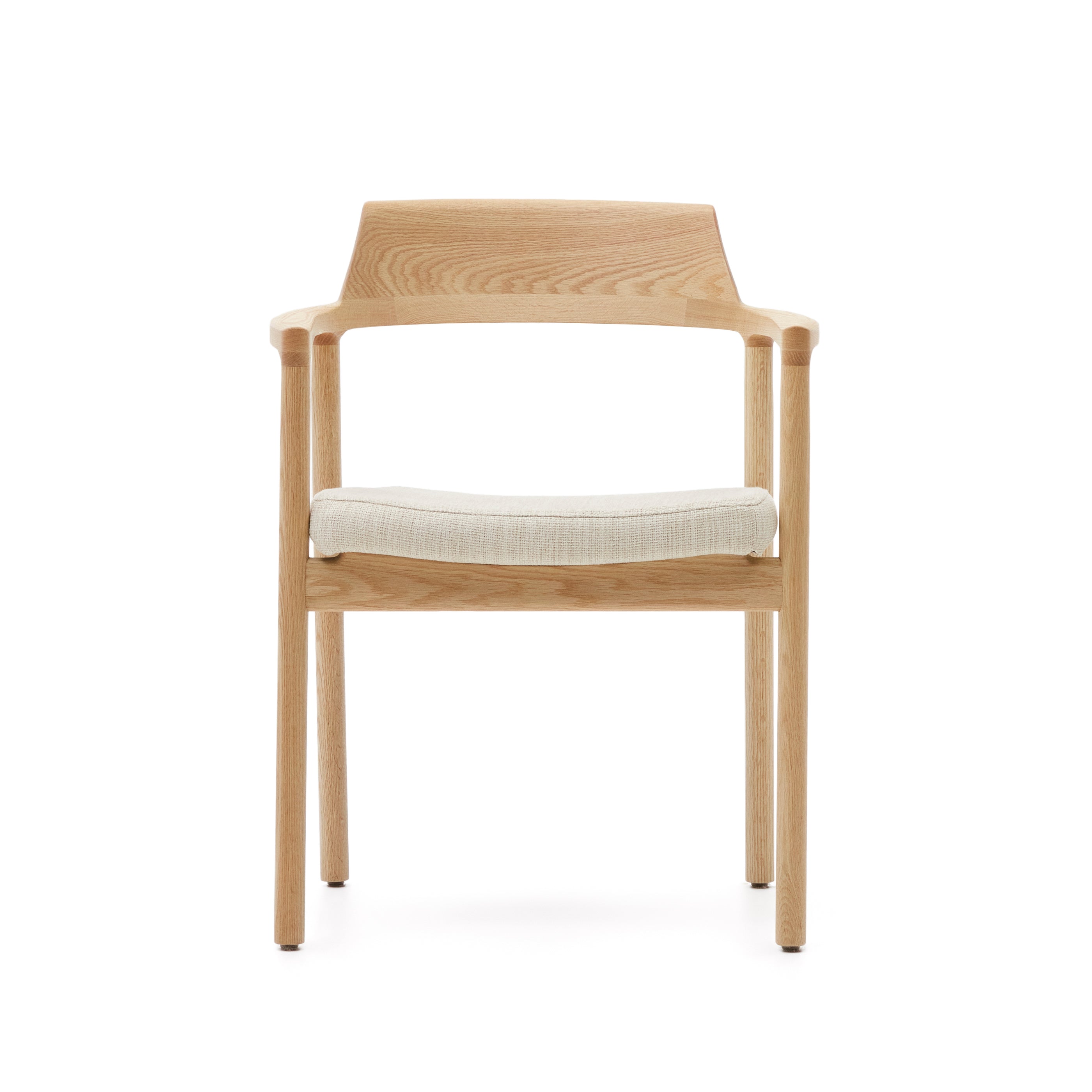 Alocs chair removable cover in beige chenille solid oak wood natural finish FSC Mix Credit - Product Image