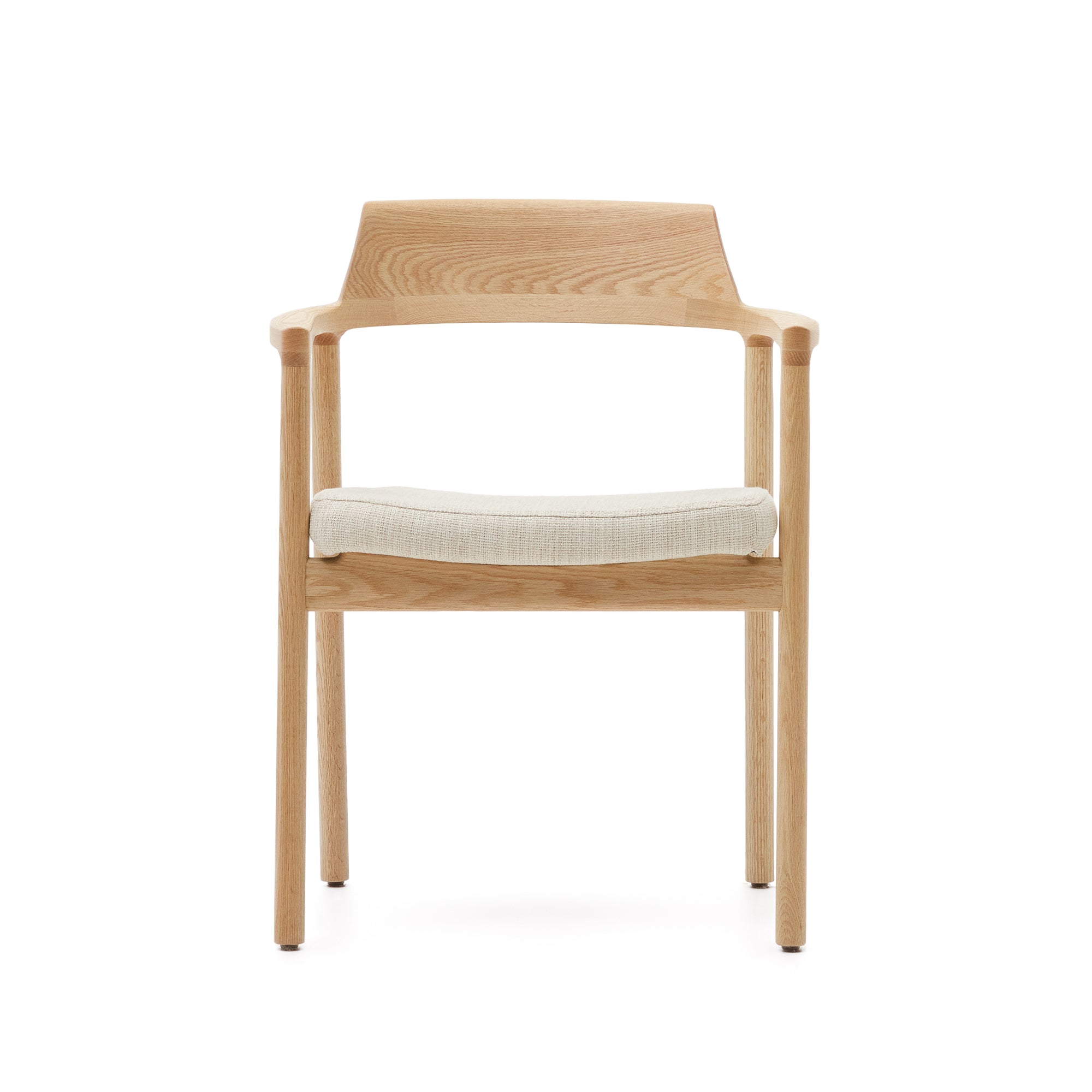 Alocs chair removable cover in beige chenille solid oak wood natural finish FSC Mix Credit - Product Image