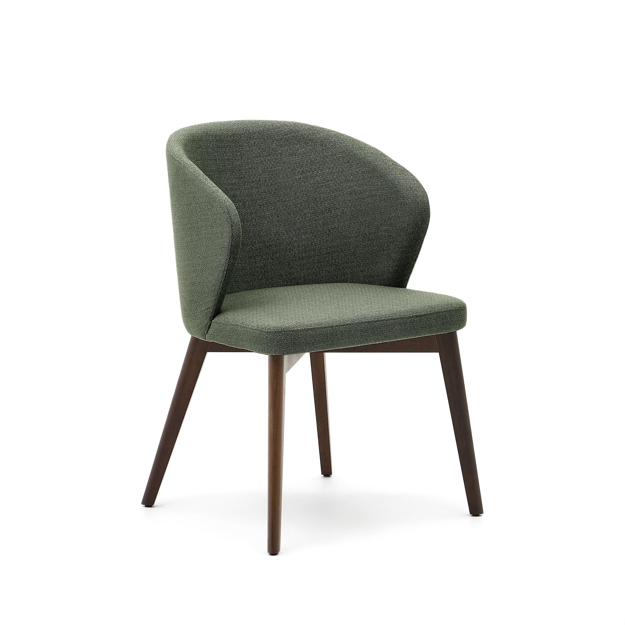Darice chair in green chenille and solid beech wood in a walnut finish FSC 100% - Product Image