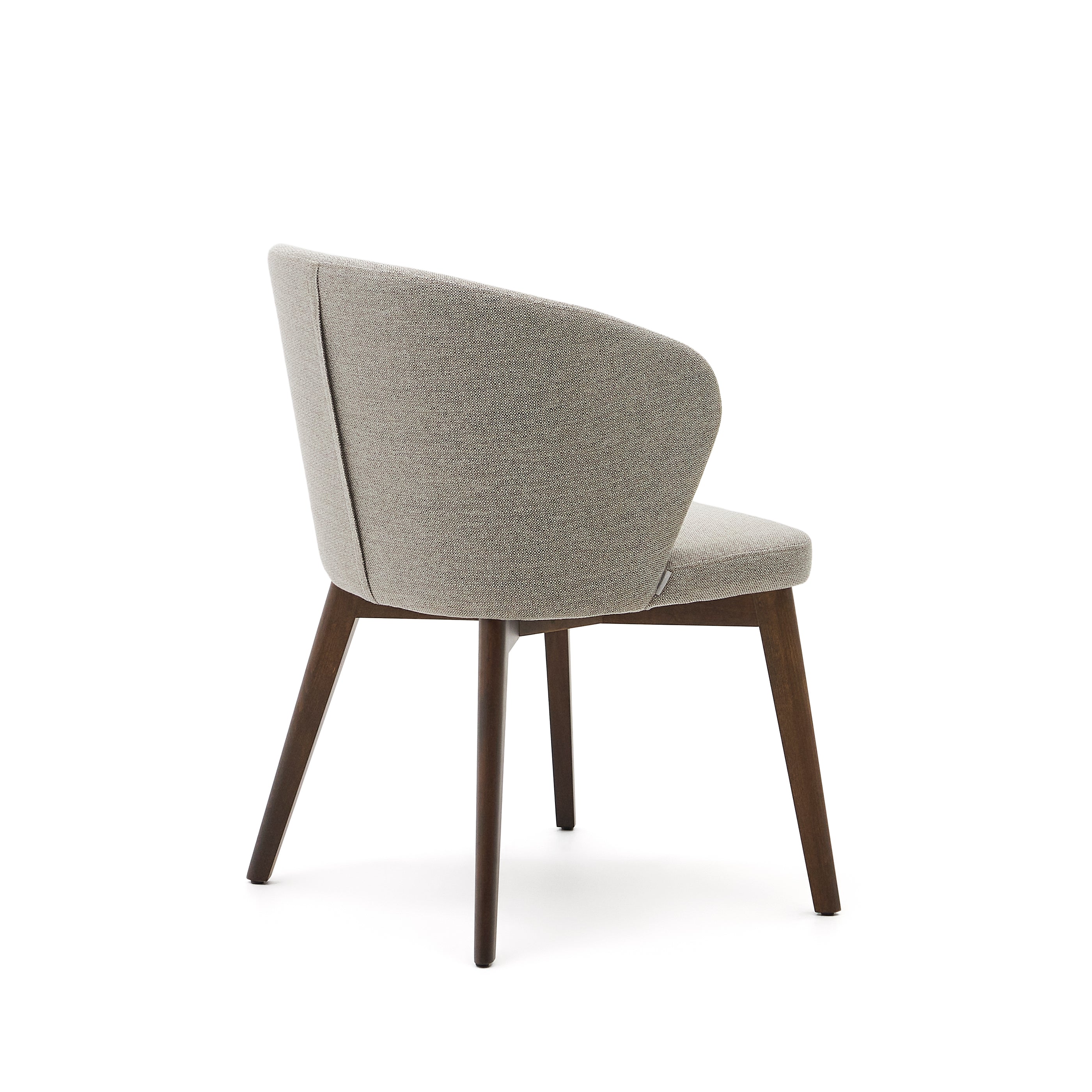 Darice chair in brown chenille and solid beech wood in a walnut finish FSC 100% - Product Image