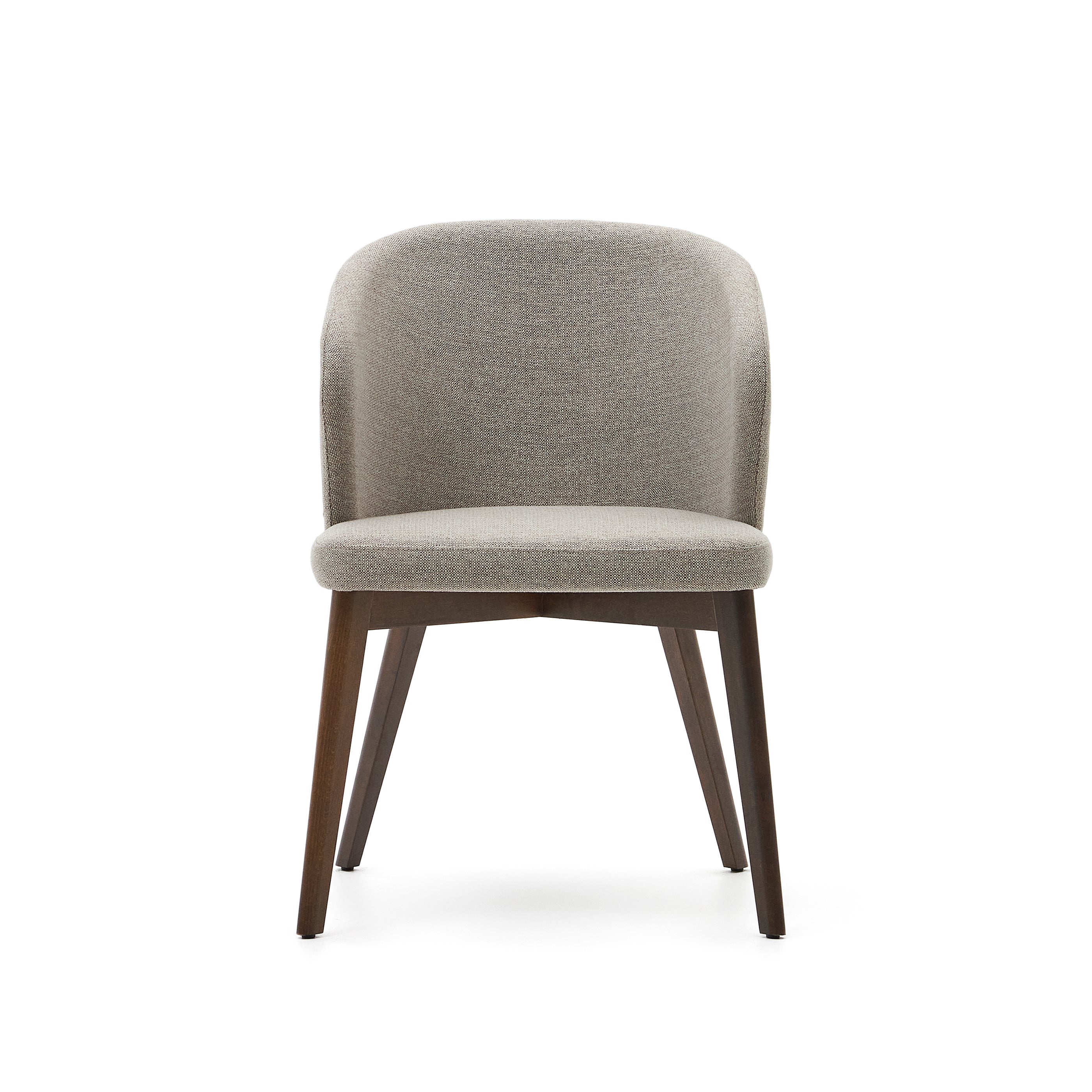 Darice chair in brown chenille and solid beech wood in a walnut finish FSC 100% - Product Image