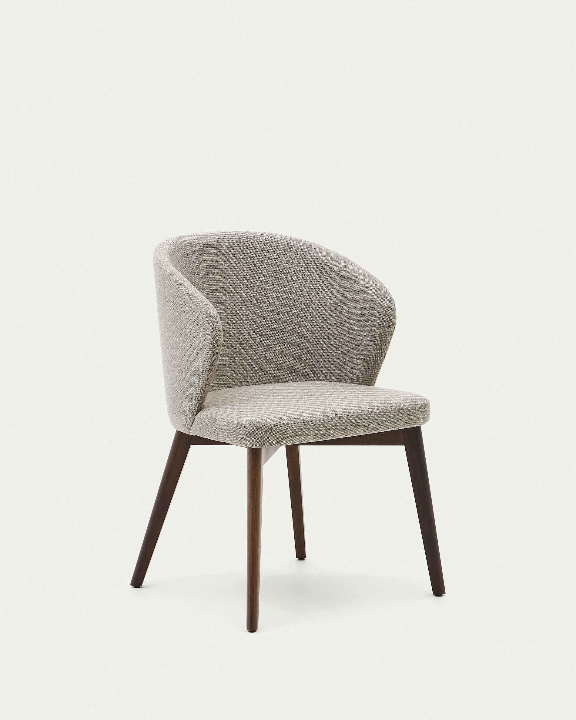 Darice chair in brown chenille and solid beech wood in a walnut finish FSC 100% - Product View