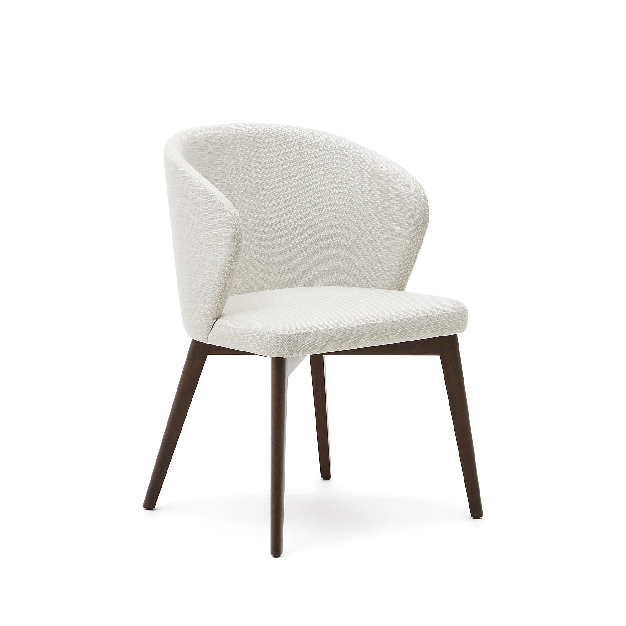 Darice chair in beige chenille and solid beech wood in a walnut finish FSC 100% - Product Image