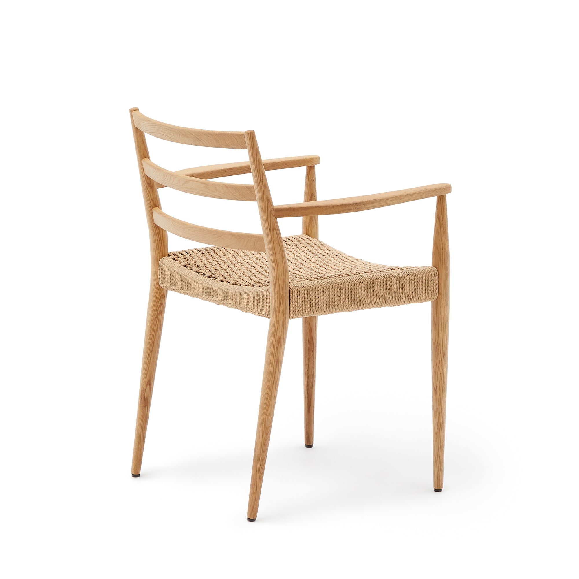 Analy chair with armrests in solid oak wood in a natural finish and rope cord seat FSC 100% - Product Image