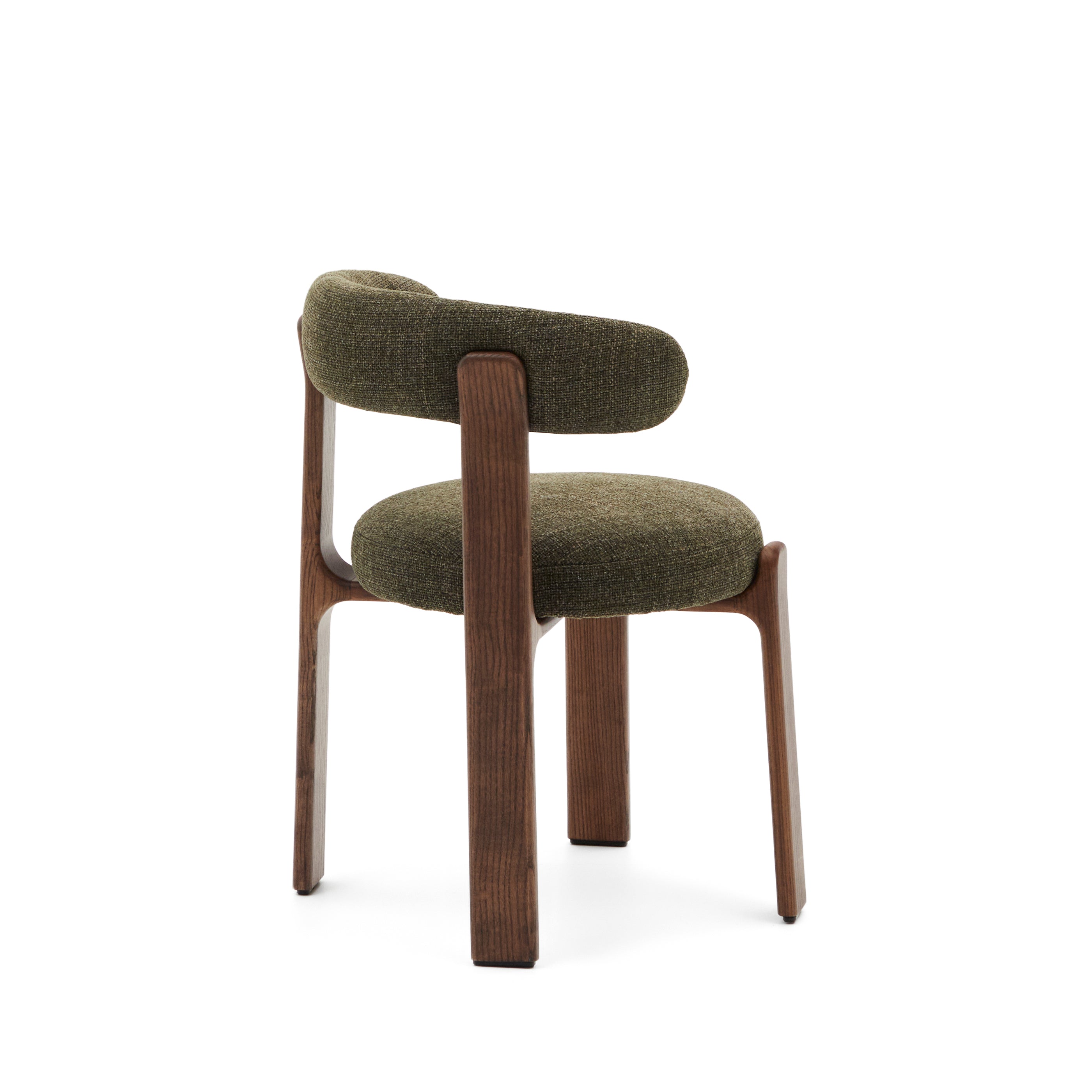 Granite chair in green chenille and with solid ash wood in a walnut finish FSC 100% - Product Image