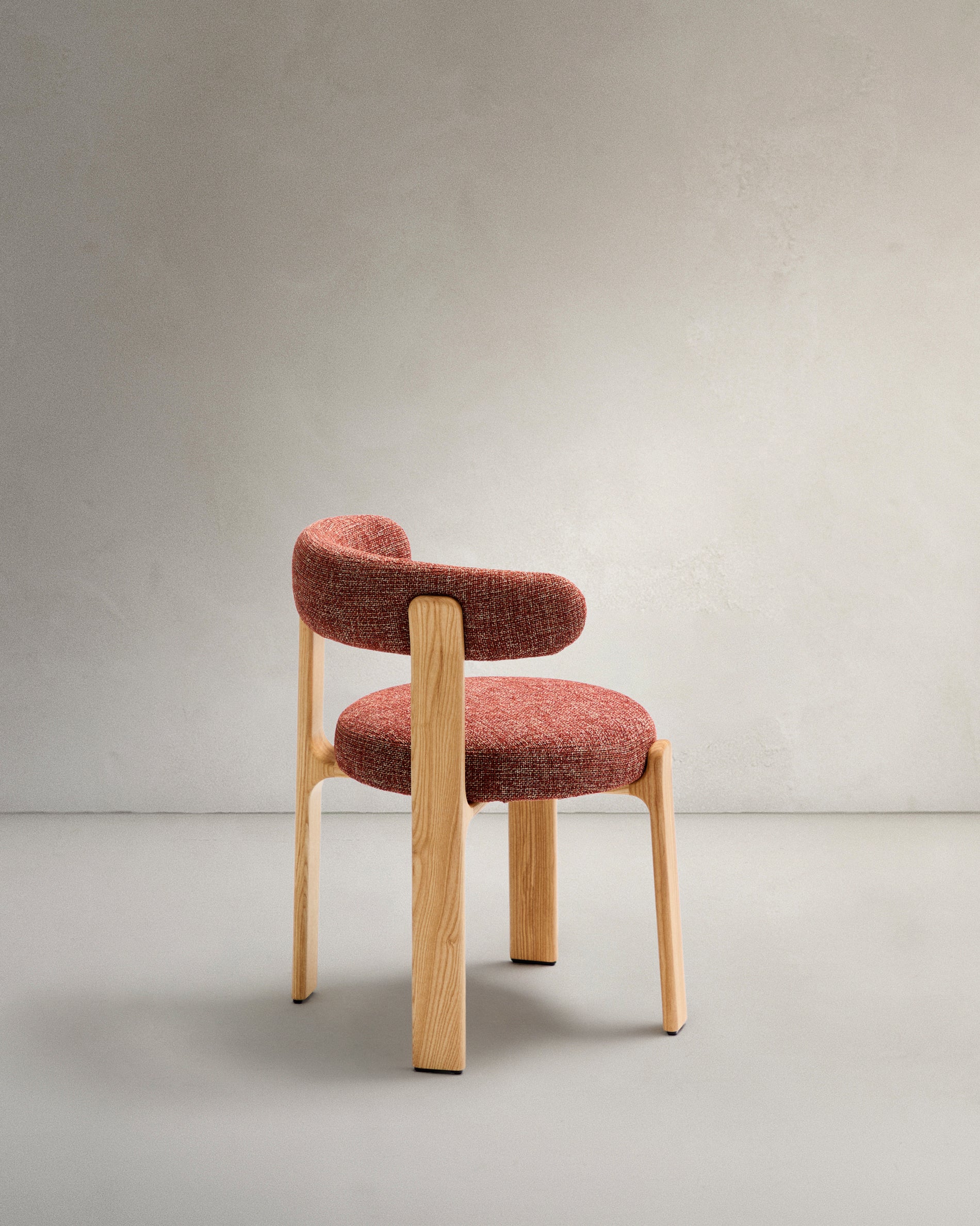 Granite chair terracotta-coloured chenille and solid ash wood in a natural tone finish FSC 100% - Product View
