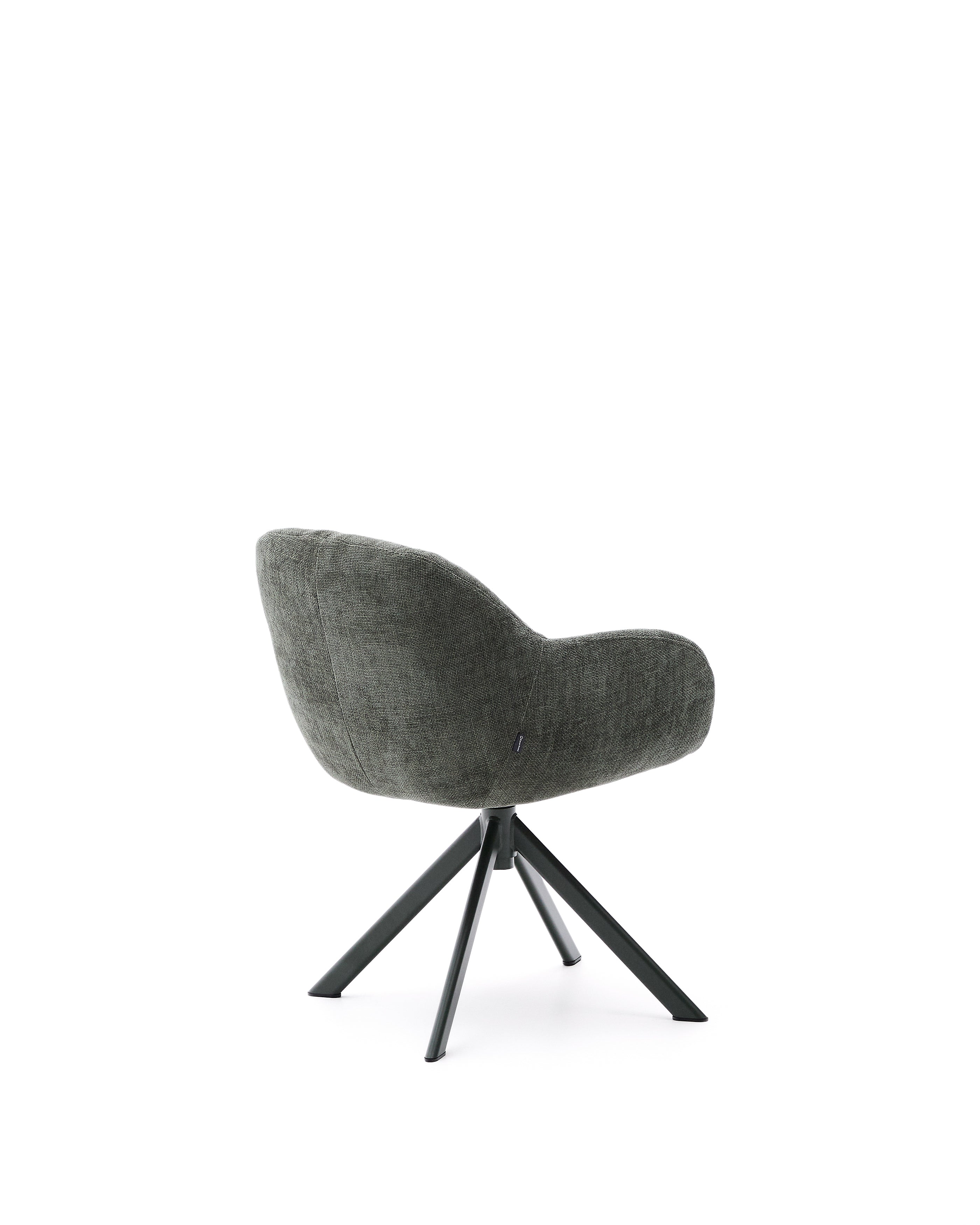 Dorina swivel chair in green chenille and steel legs in a green finish - Product Image