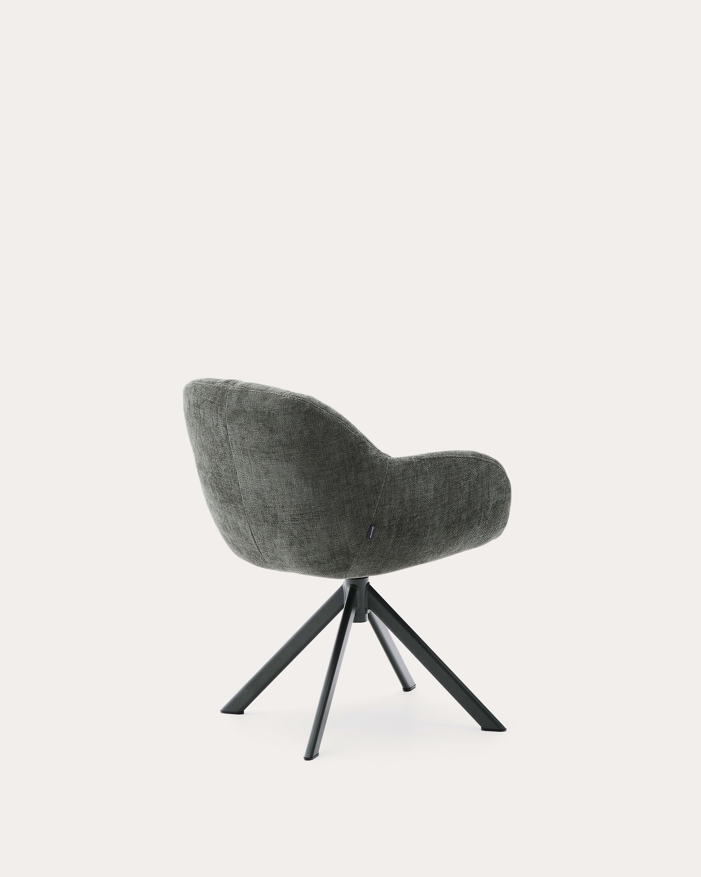 Dorina swivel chair in green chenille and steel legs in a green finish