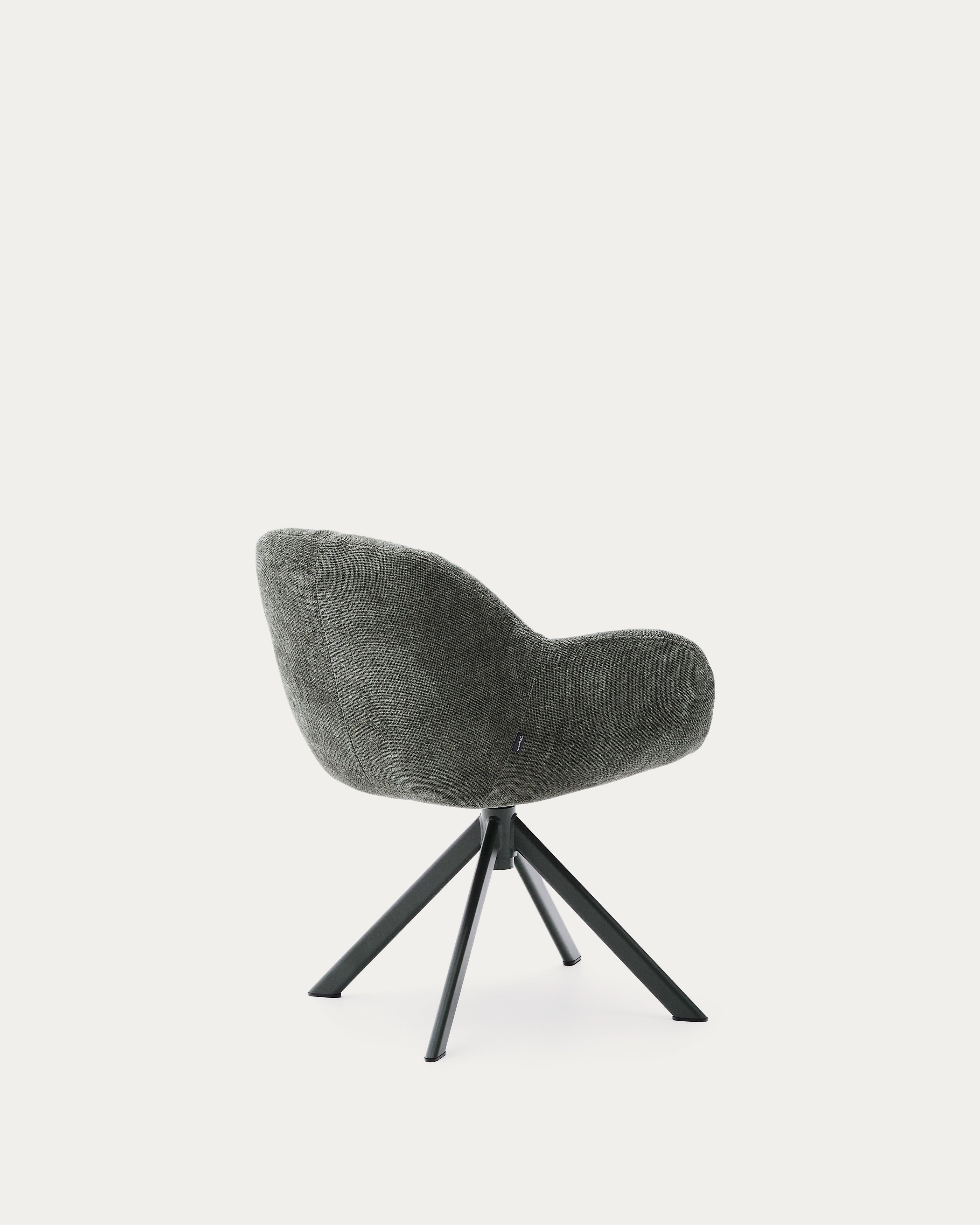Dorina swivel chair in green chenille and steel legs in a green finish - Product View