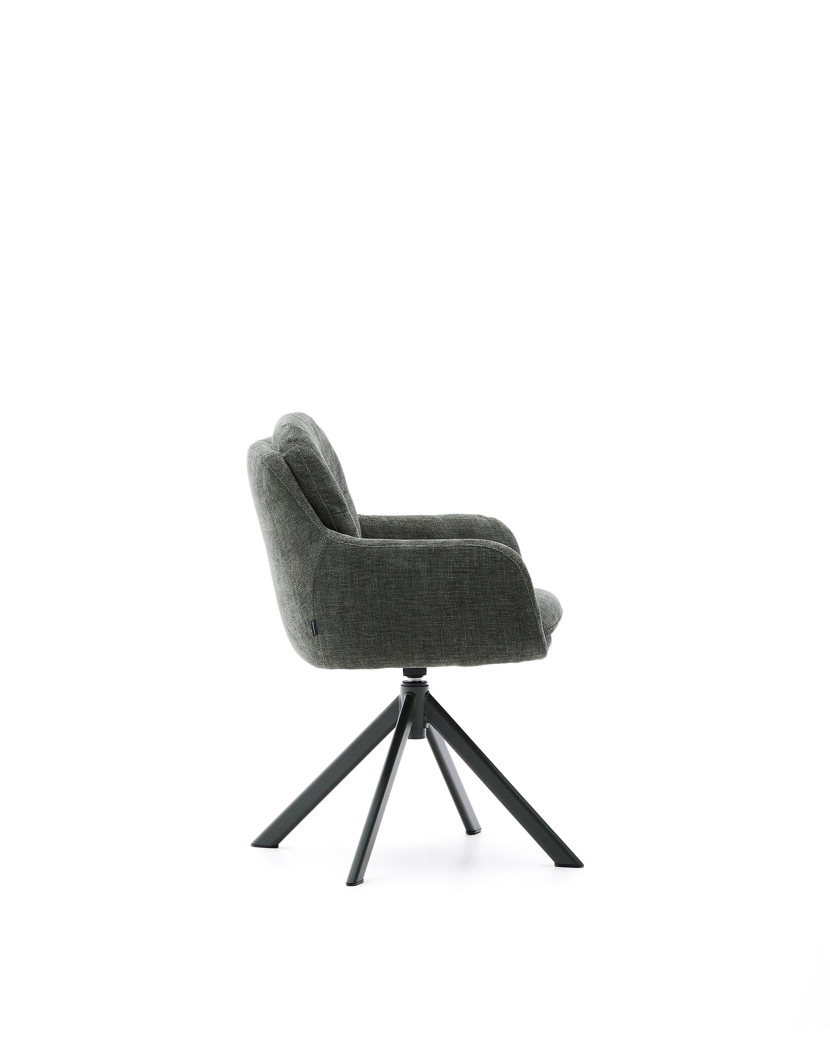 Lexa swivel chair in green chenille and steel legs in a green finish - Product Image