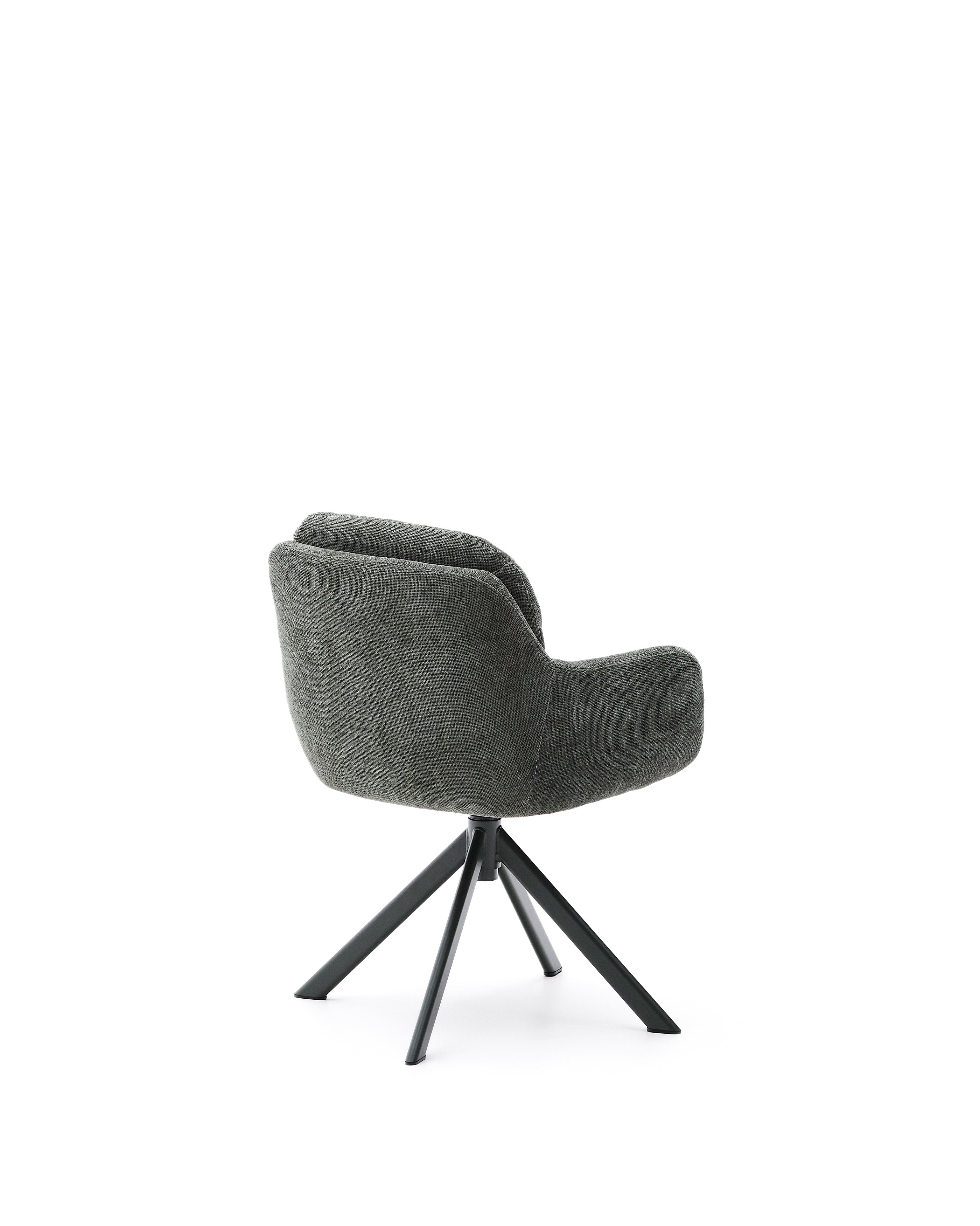 Lexa swivel chair in green chenille and steel legs in a green finish - Product Image