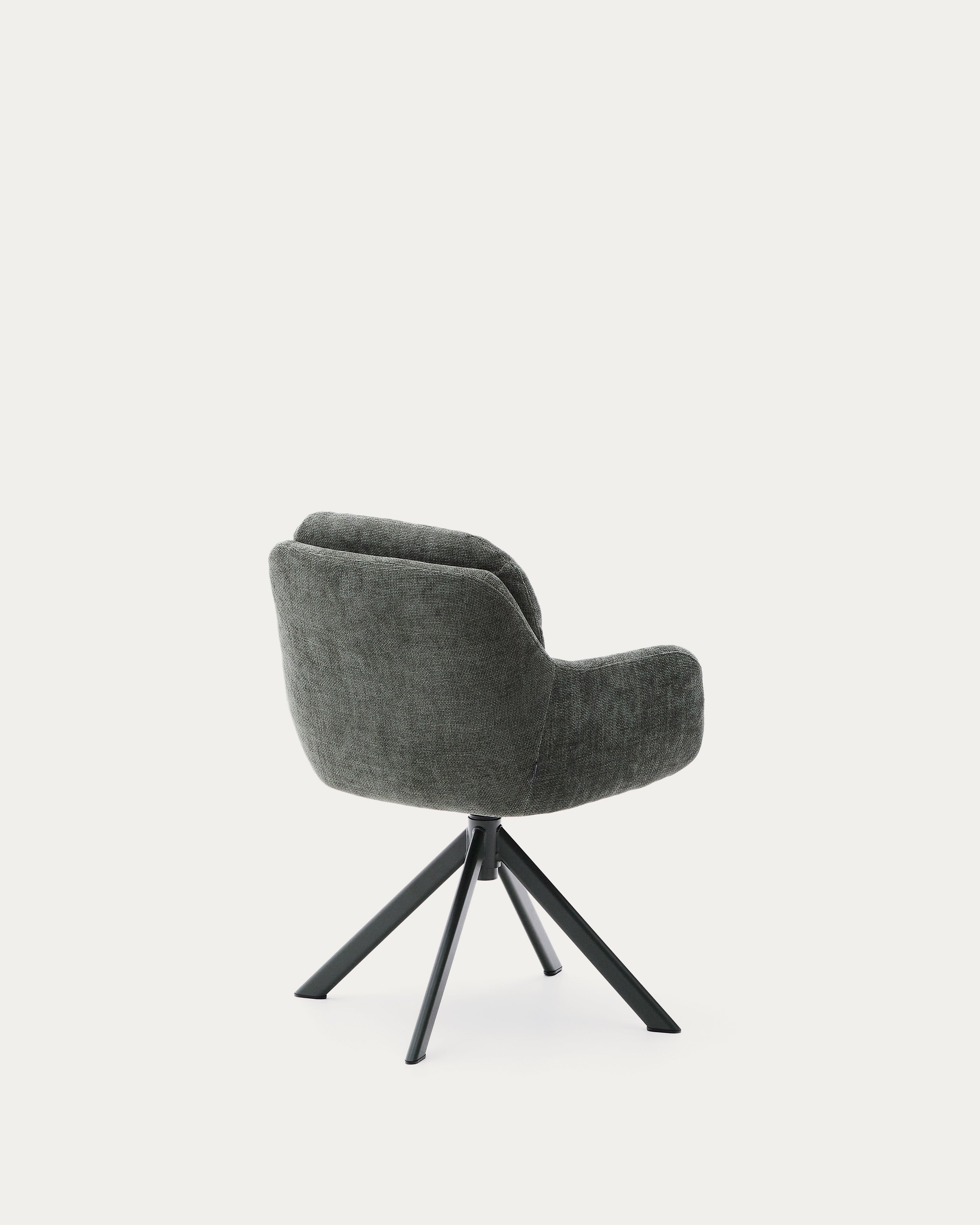 Lexa swivel chair in green chenille and steel legs in a green finish - Product View
