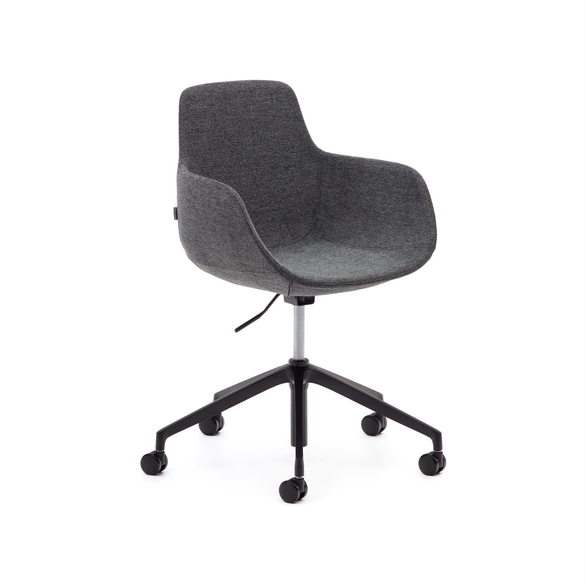 Tissiana dark grey and aluminium desk chair with matt black finish - Product Image