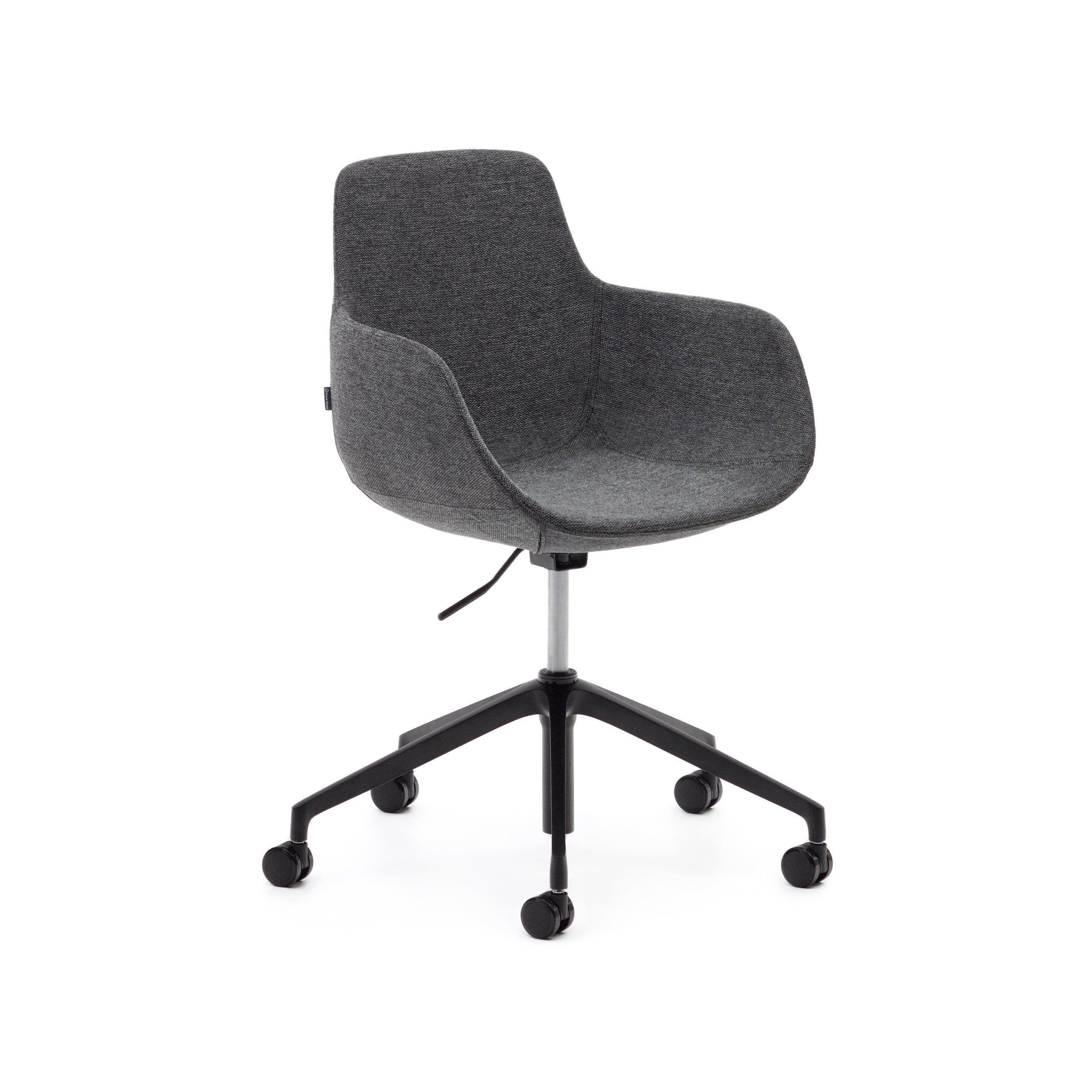 Tissiana dark grey and aluminium desk chair with matt black finish - Product Image