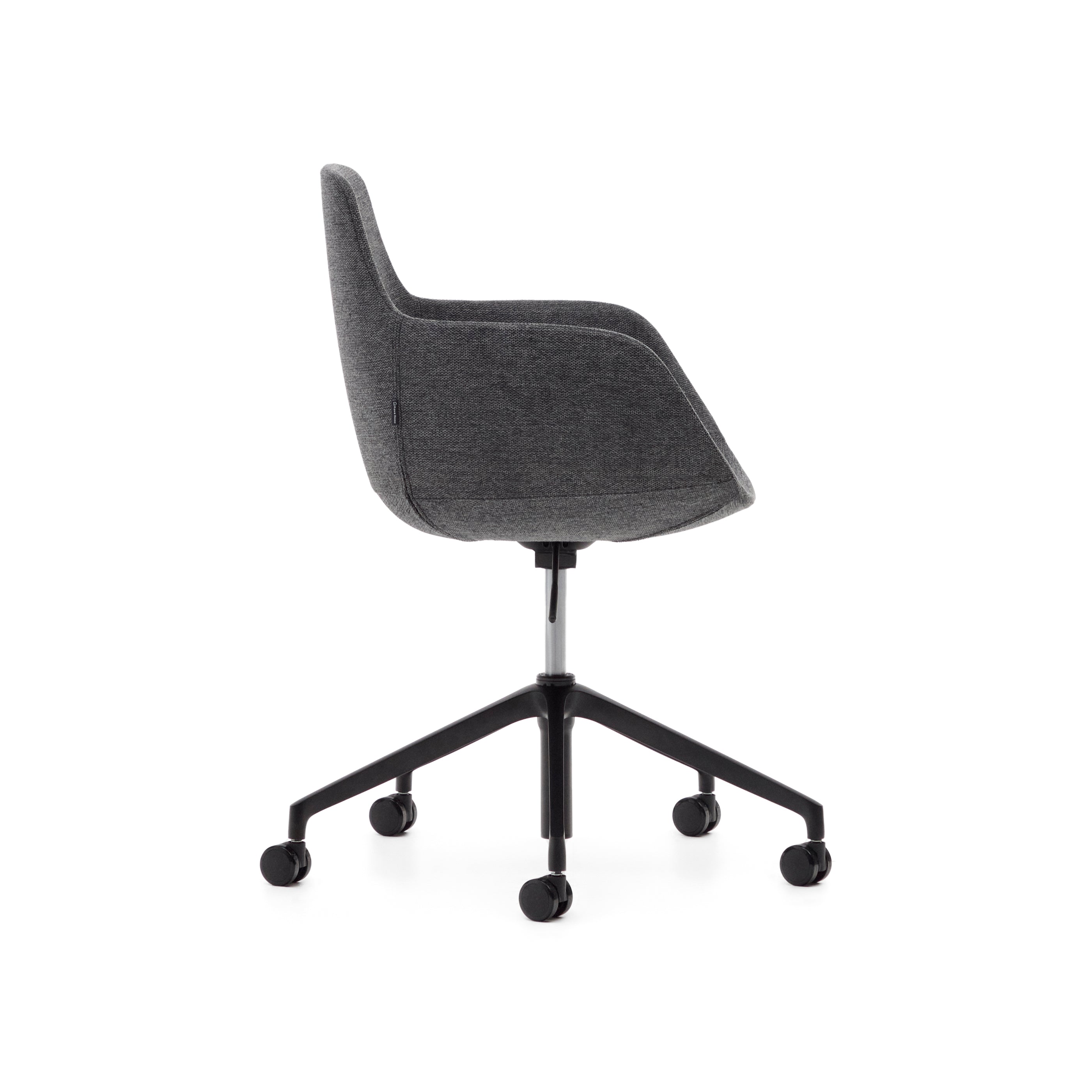 Tissiana dark grey and aluminium desk chair with matt black finish - Product Image