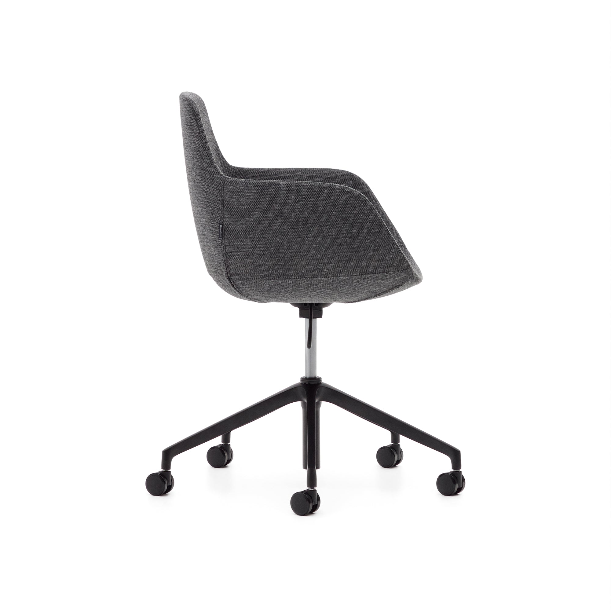 Tissiana dark grey and aluminium desk chair with matt black finish - Product Image